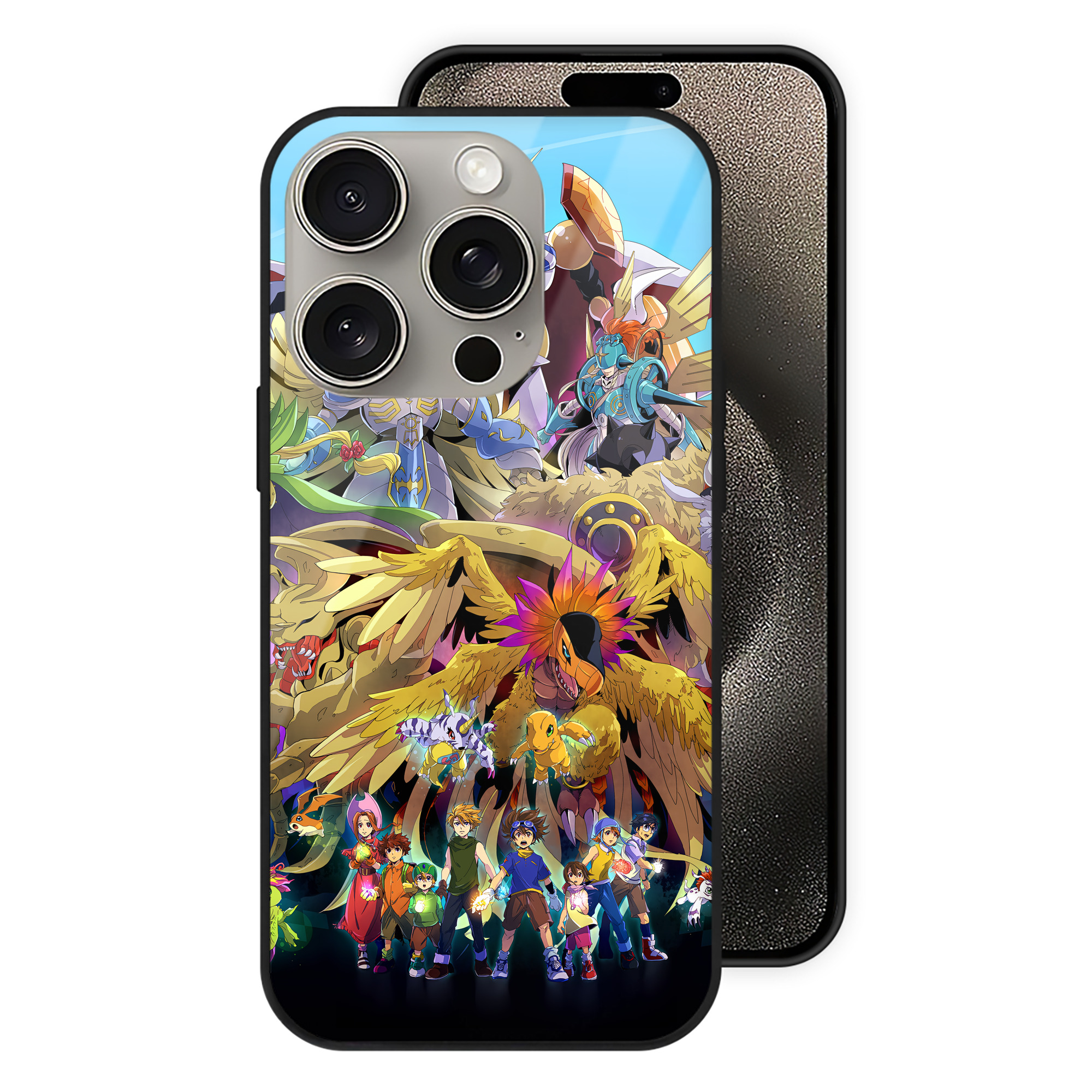 （画像用） Digimon デジタルモンスター/デジモン 【iPhone15Pro対応】スマホケース 耐衝撃＆黄変防止 背面ガラス