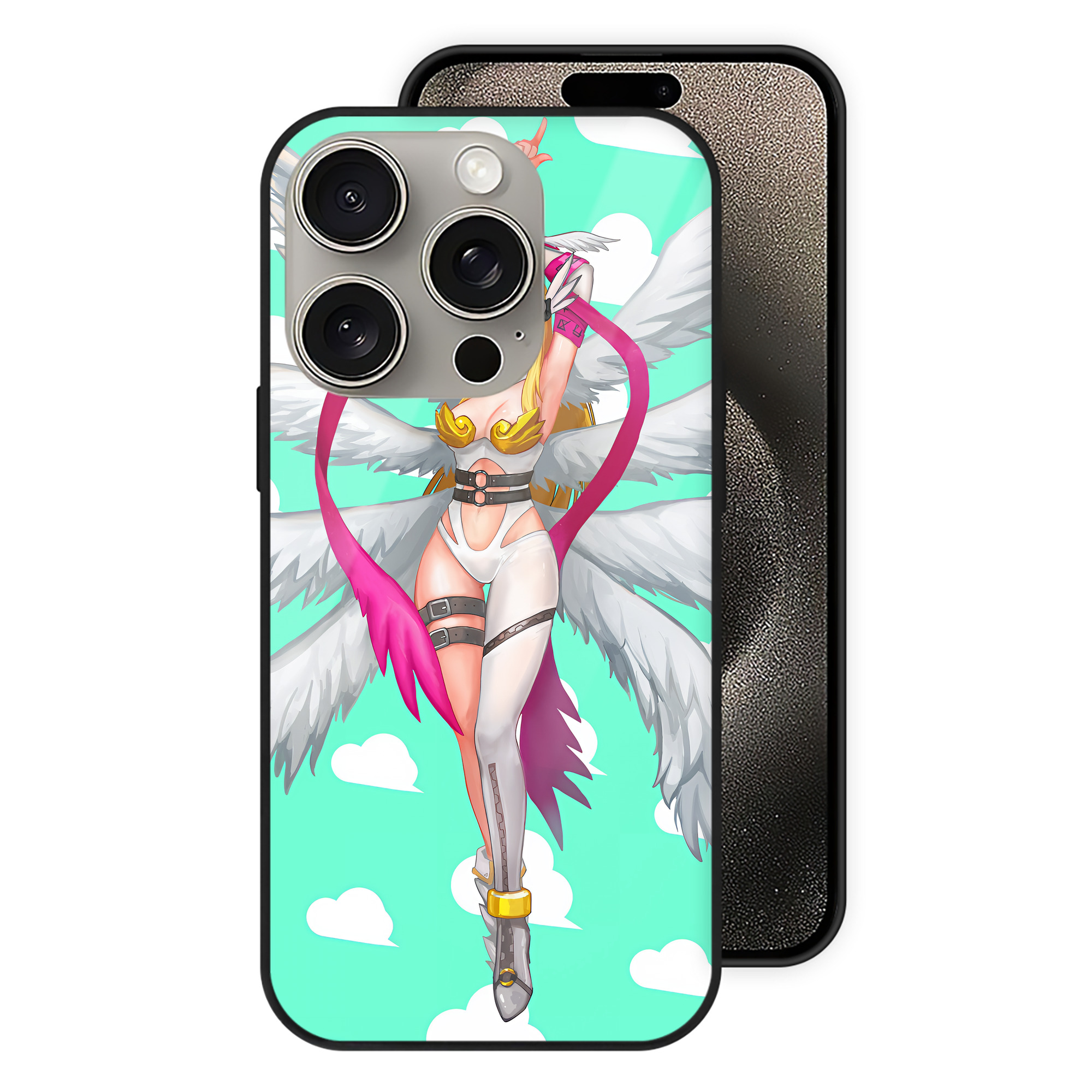 （画像用） Digimon デジタルモンスター/デジモン 【iPhone15Pro対応】スマホケース 耐衝撃＆黄変防止 背面ガラス