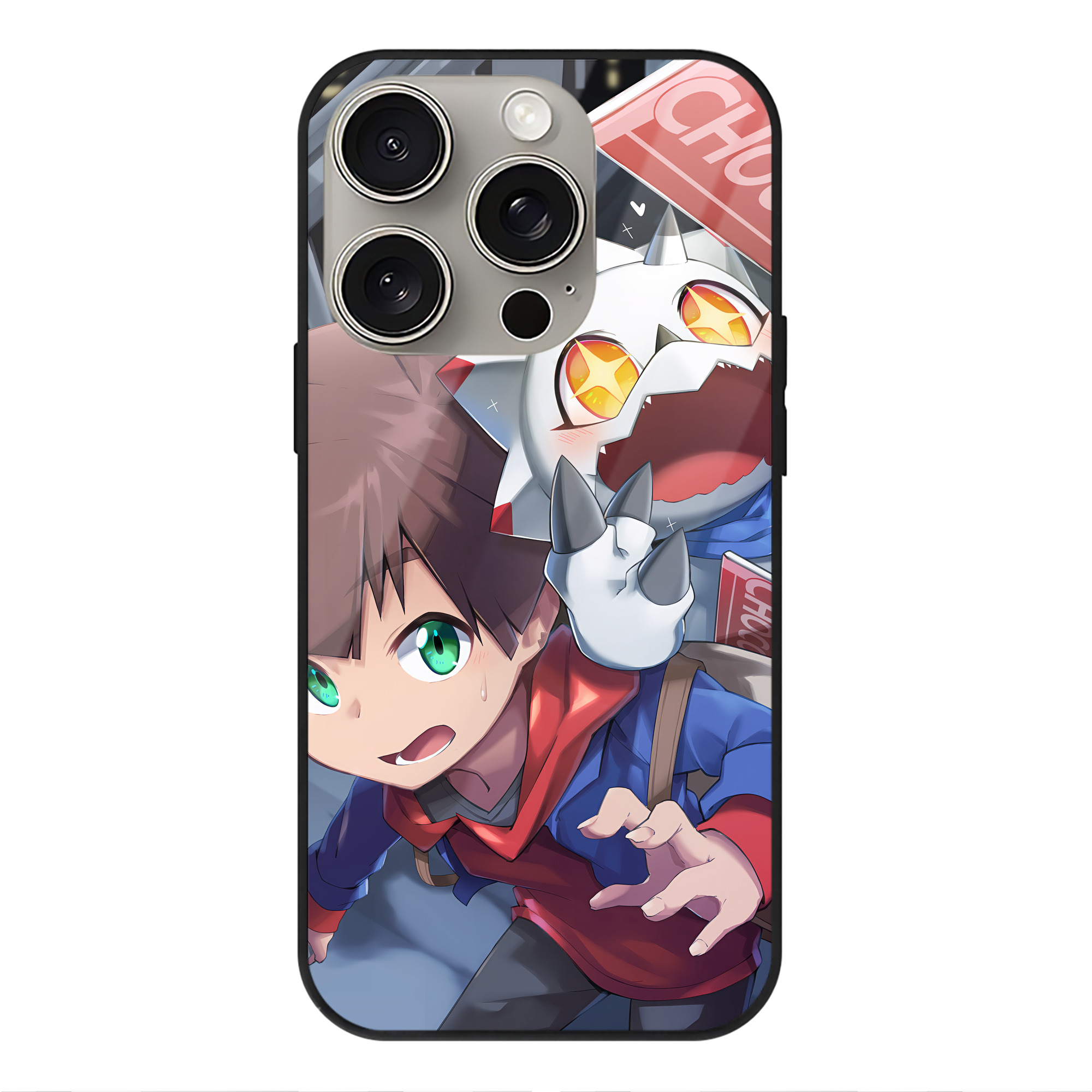 （画像用） Digimon デジタルモンスター/デジモン 【iPhone15Pro対応】スマホケース 耐衝撃＆黄変防止 背面ガラス