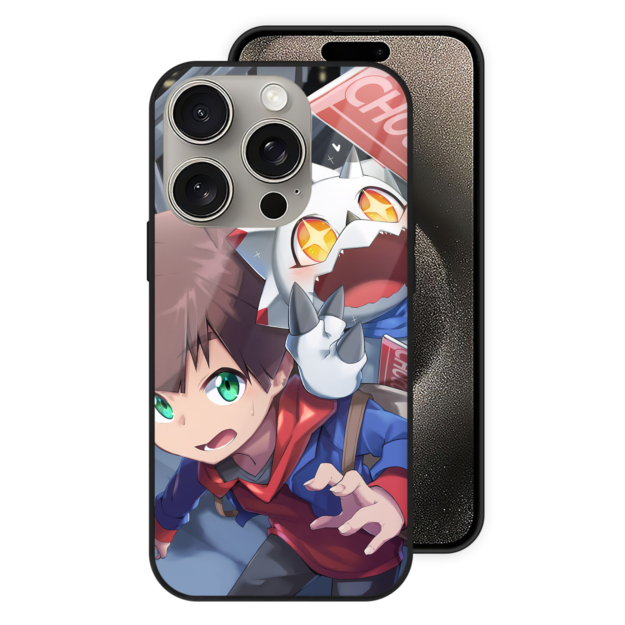 （画像用） Digimon デジタルモンスター/デジモン 【iPhone15Pro対応】スマホケース 耐衝撃＆黄変防止 背面ガラス