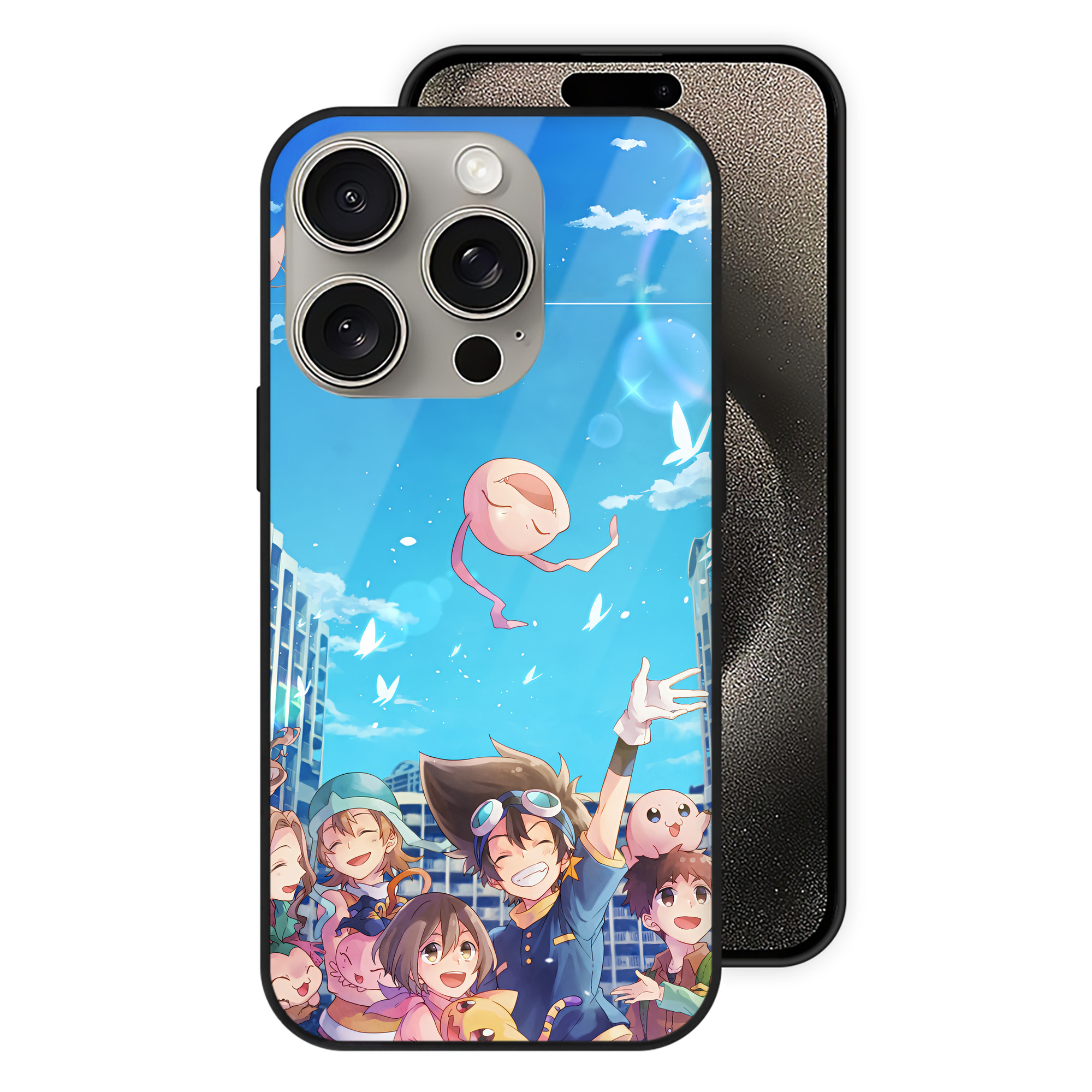 （画像用） Digimon デジタルモンスター/デジモン 【iPhone15Pro対応】スマホケース 耐衝撃＆黄変防止 背面ガラス