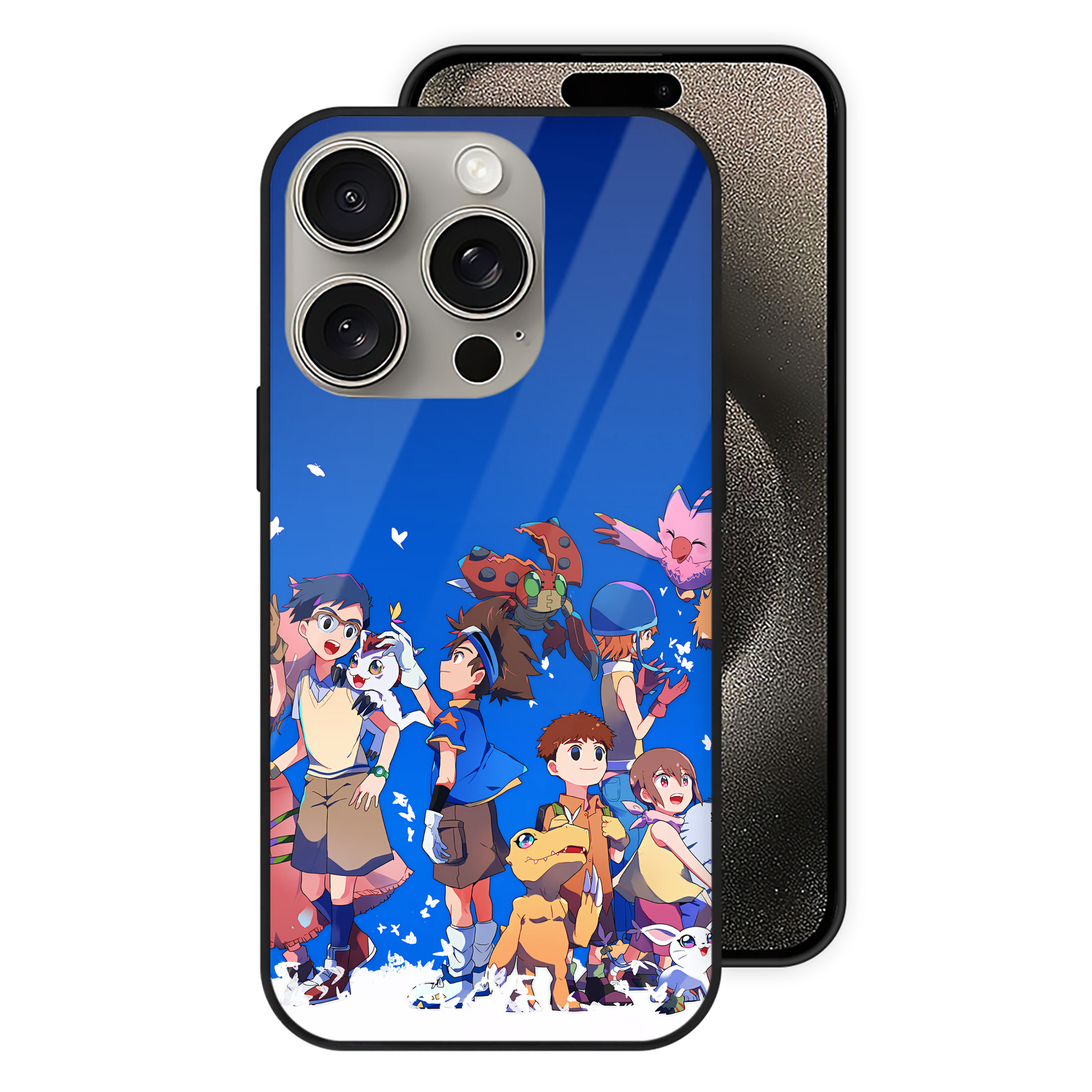 （画像用） Digimon デジタルモンスター/デジモン 【iPhone15Pro対応】スマホケース 耐衝撃＆黄変防止 背面ガラス