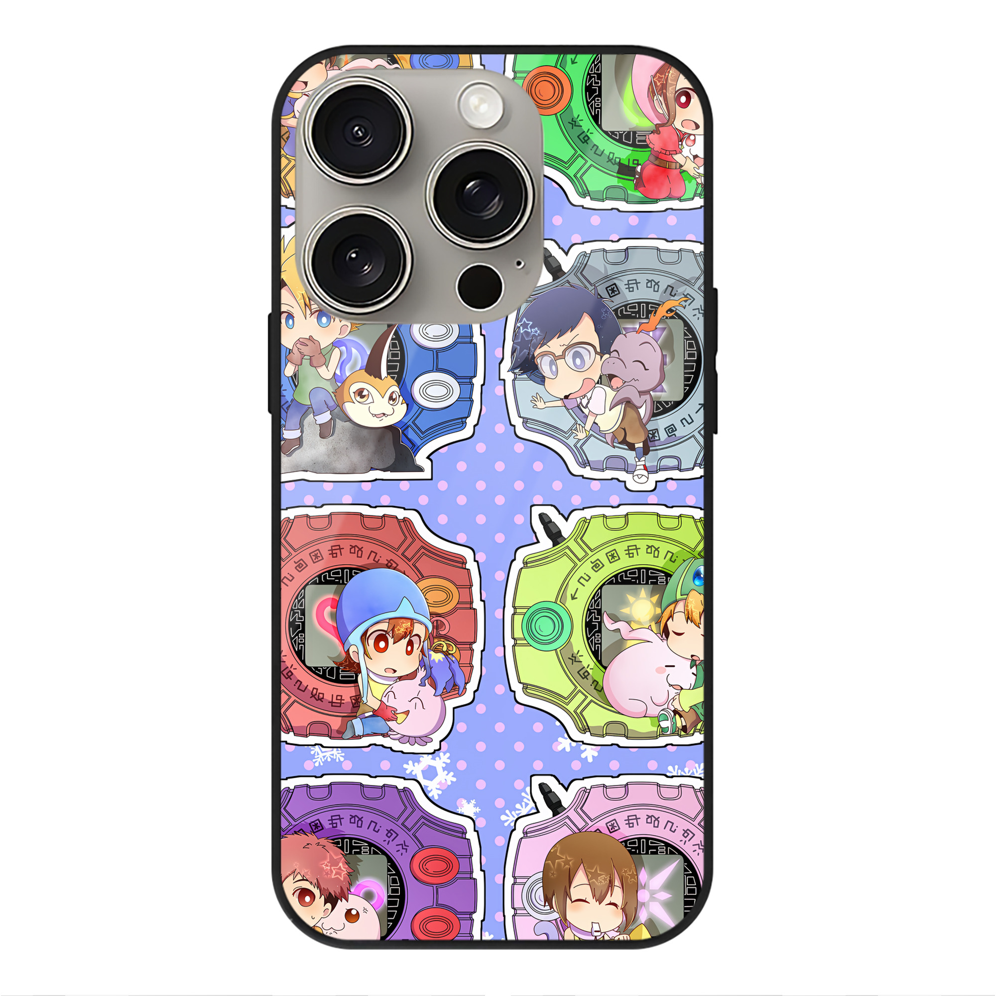 （画像用） Digimon デジタルモンスター/デジモン 【iPhone15Pro対応】スマホケース 耐衝撃＆黄変防止 背面ガラス