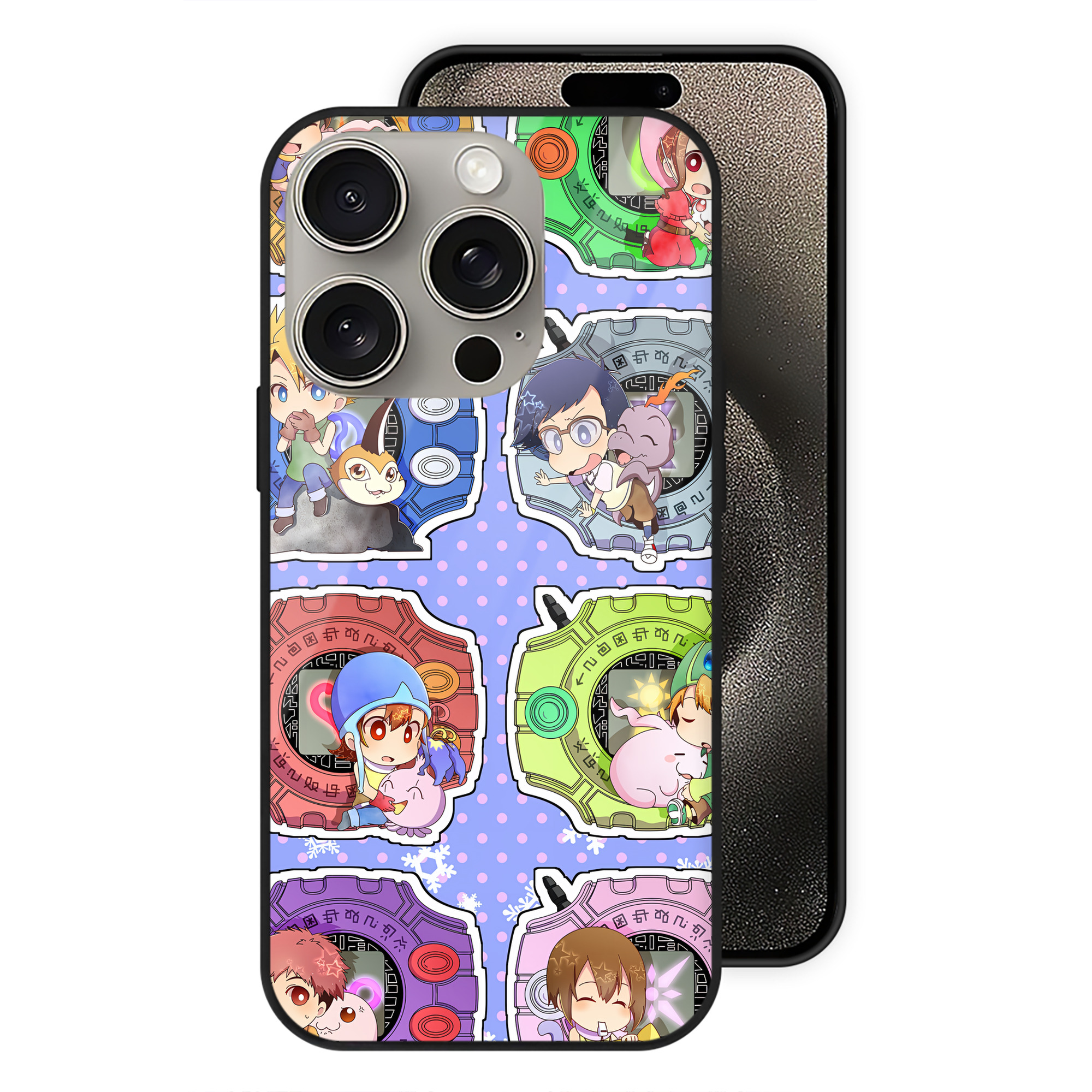 （画像用） Digimon デジタルモンスター/デジモン 【iPhone15Pro対応】スマホケース 耐衝撃＆黄変防止 背面ガラス