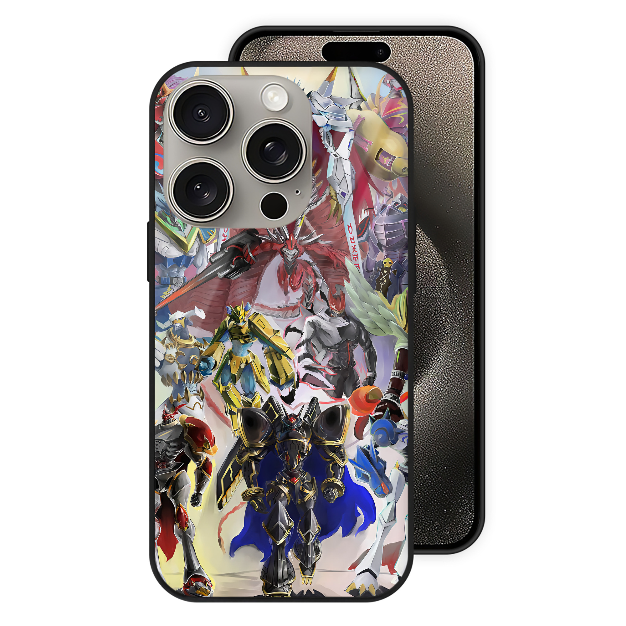 （画像用） Digimon デジタルモンスター/デジモン 【iPhone15Pro対応】スマホケース 耐衝撃＆黄変防止 背面ガラス
