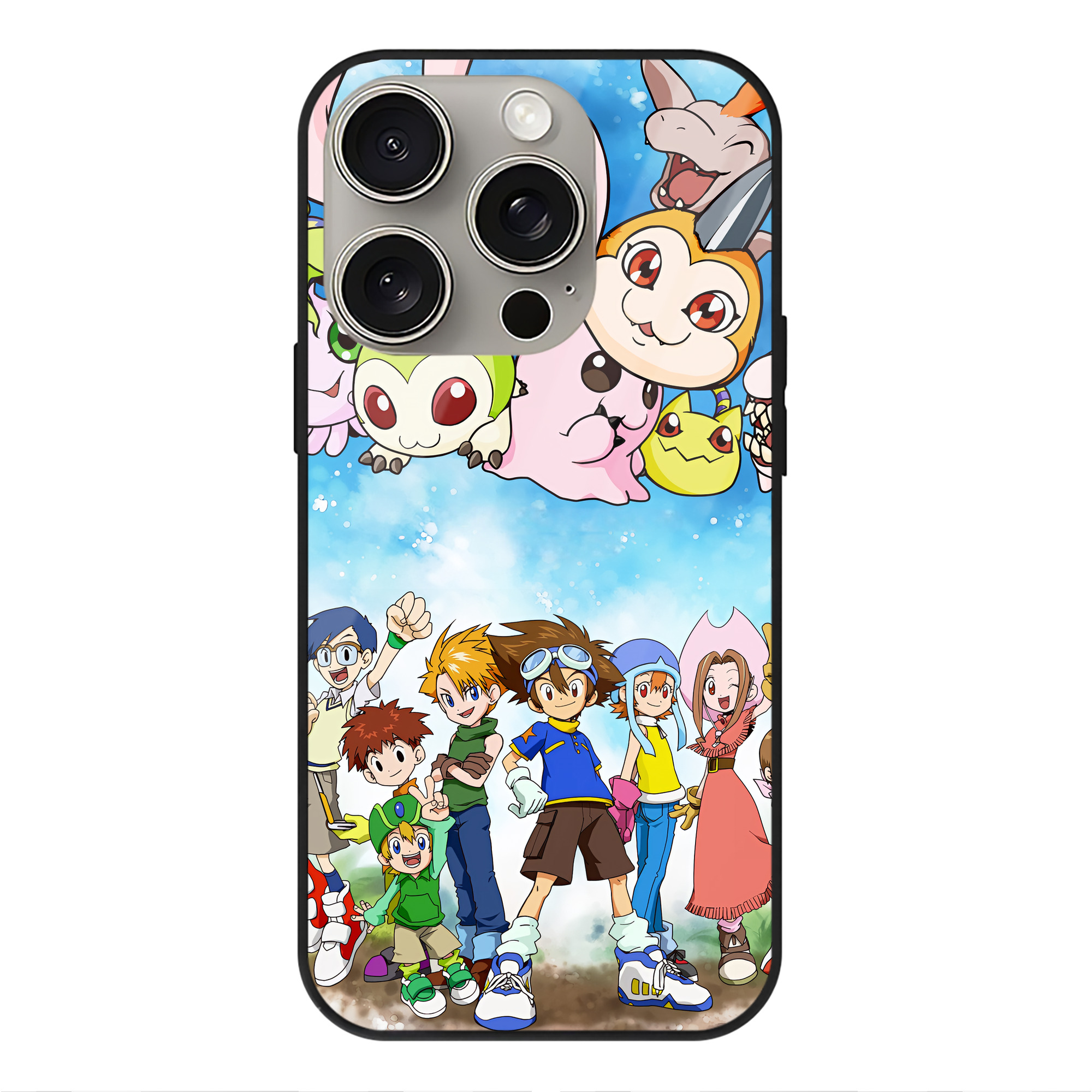 （画像用） Digimon デジタルモンスター/デジモン 【iPhone15Pro対応】スマホケース 耐衝撃＆黄変防止 背面ガラス