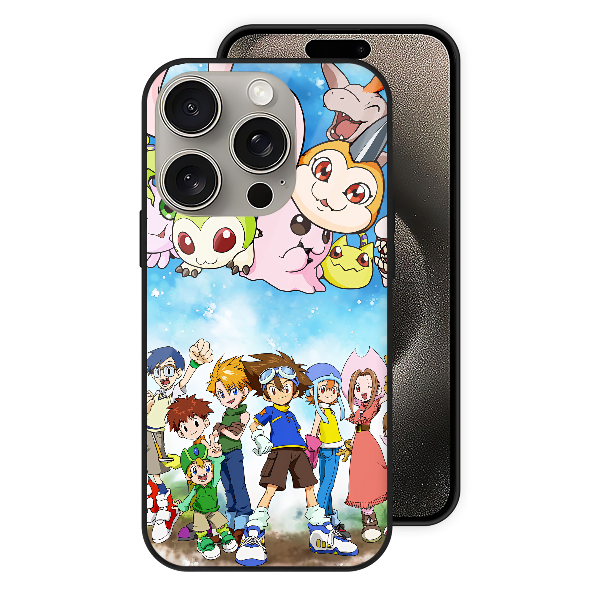 （画像用） Digimon デジタルモンスター/デジモン 【iPhone15Pro対応】スマホケース 耐衝撃＆黄変防止 背面ガラス