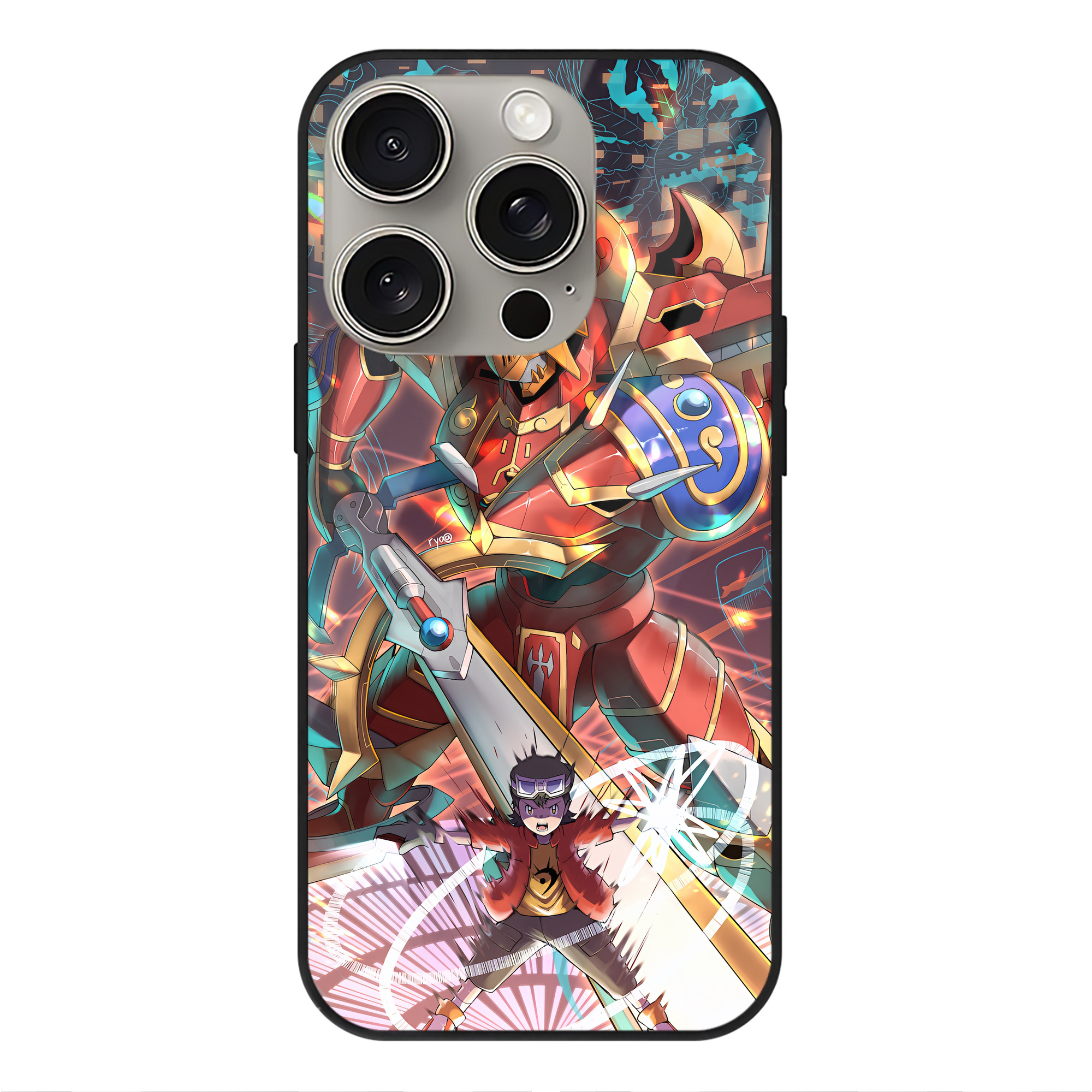 （画像用） Digimon デジタルモンスター/デジモン 【iPhone15Pro対応】スマホケース 耐衝撃＆黄変防止 背面ガラス