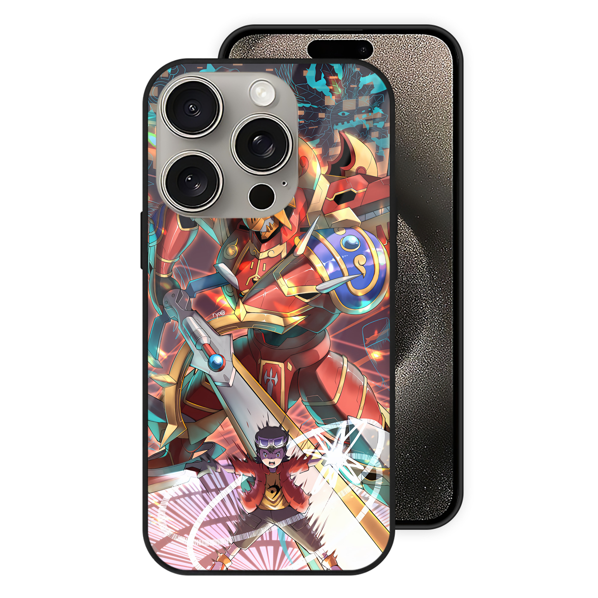 （画像用） Digimon デジタルモンスター/デジモン 【iPhone15Pro対応】スマホケース 耐衝撃＆黄変防止 背面ガラス