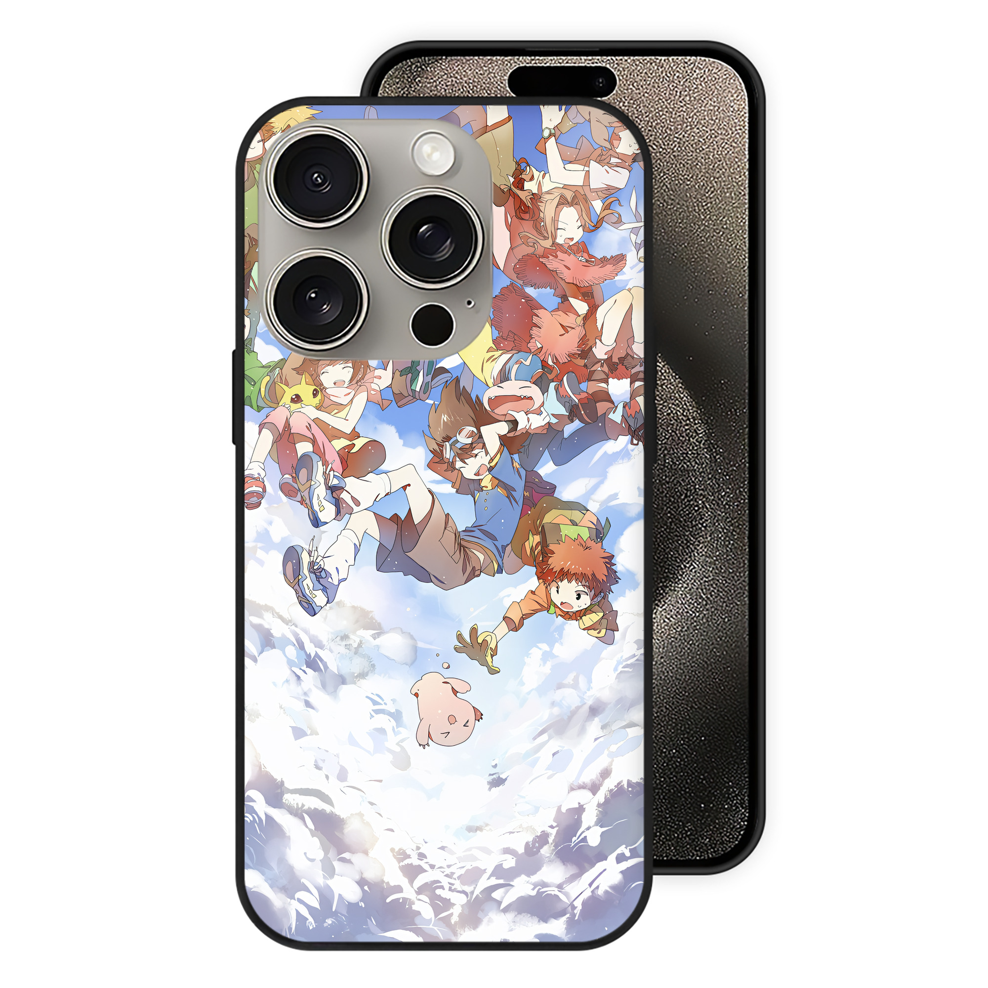 （画像用） Digimon デジタルモンスター/デジモン 【iPhone15Pro対応】スマホケース 耐衝撃＆黄変防止 背面ガラス