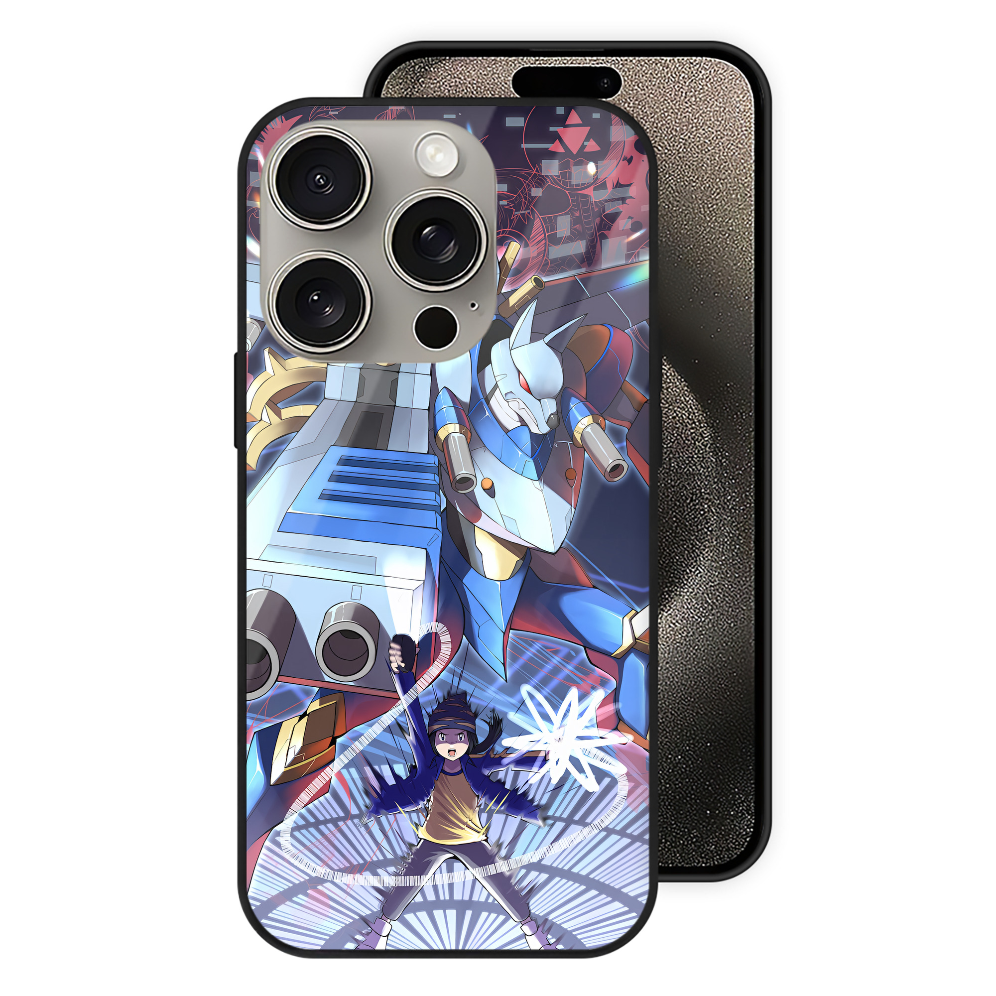 （画像用） Digimon デジタルモンスター/デジモン 【iPhone15Pro対応】スマホケース 耐衝撃＆黄変防止 背面ガラス