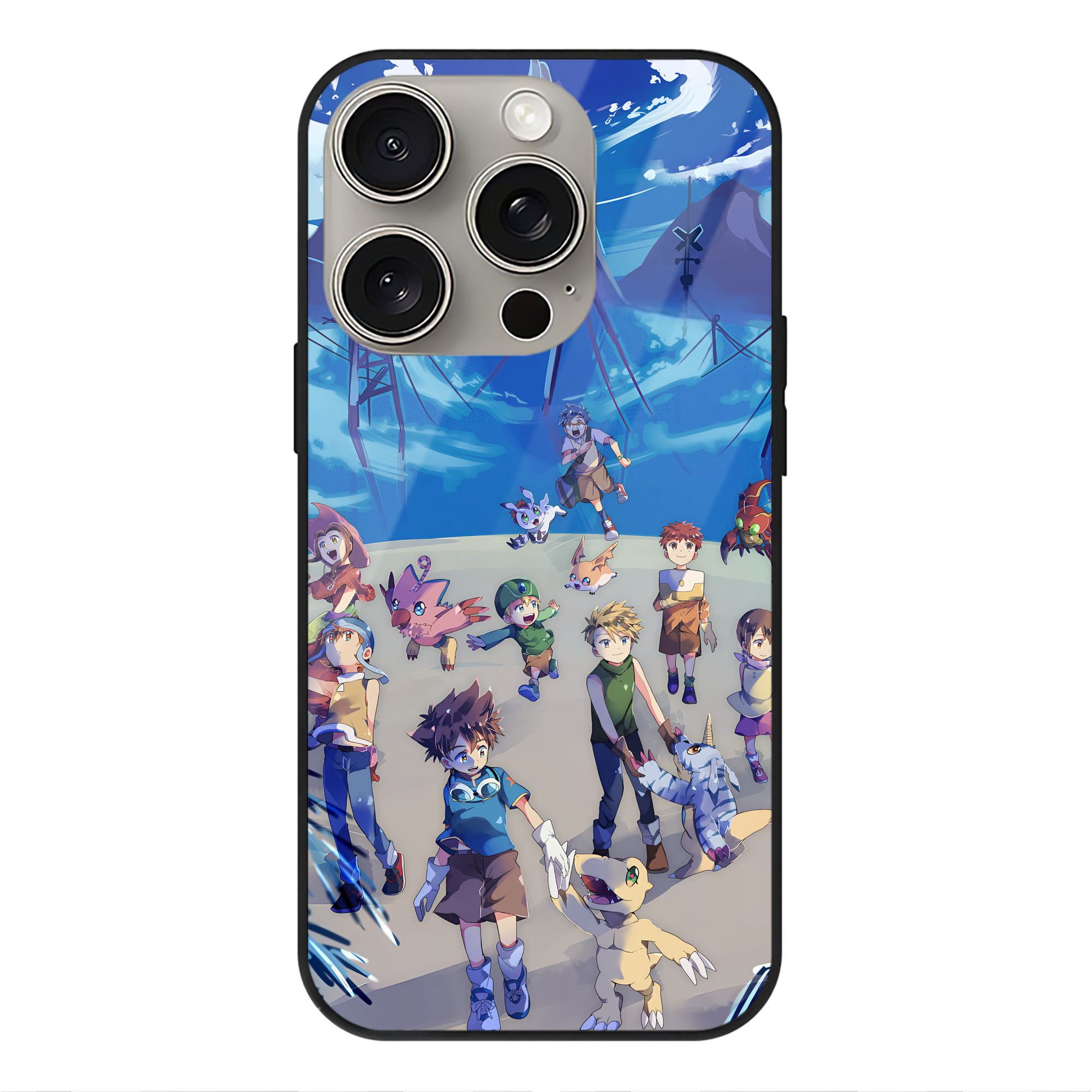 （画像用） Digimon デジタルモンスター/デジモン 【iPhone15Pro対応】スマホケース 耐衝撃＆黄変防止 背面ガラス