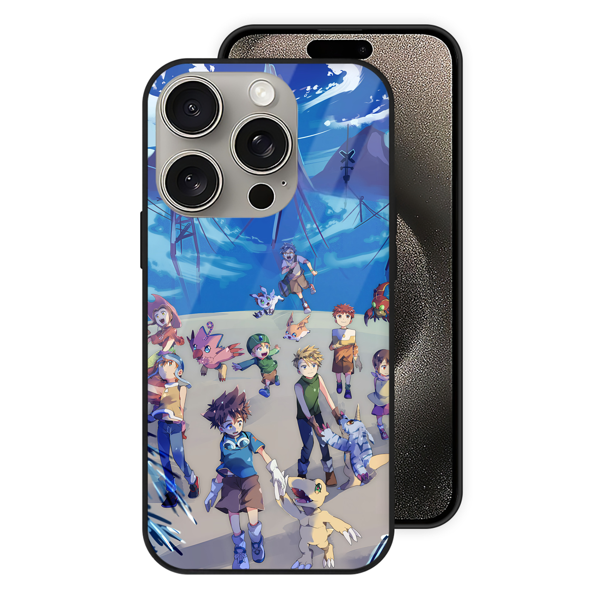 （画像用） Digimon デジタルモンスター/デジモン 【iPhone15Pro対応】スマホケース 耐衝撃＆黄変防止 背面ガラス