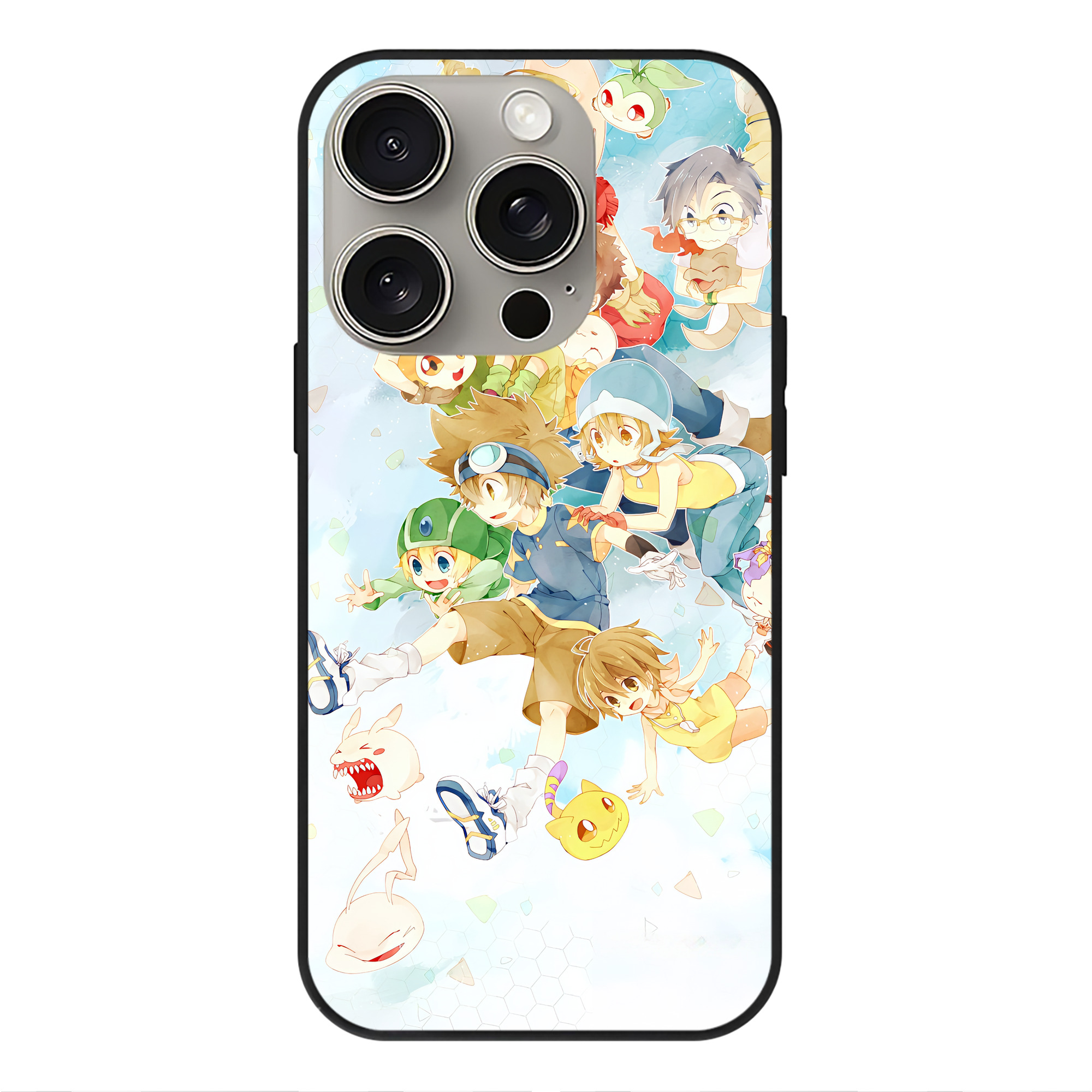 （画像用） Digimon デジタルモンスター/デジモン 【iPhone15Pro対応】スマホケース 耐衝撃＆黄変防止 背面ガラス