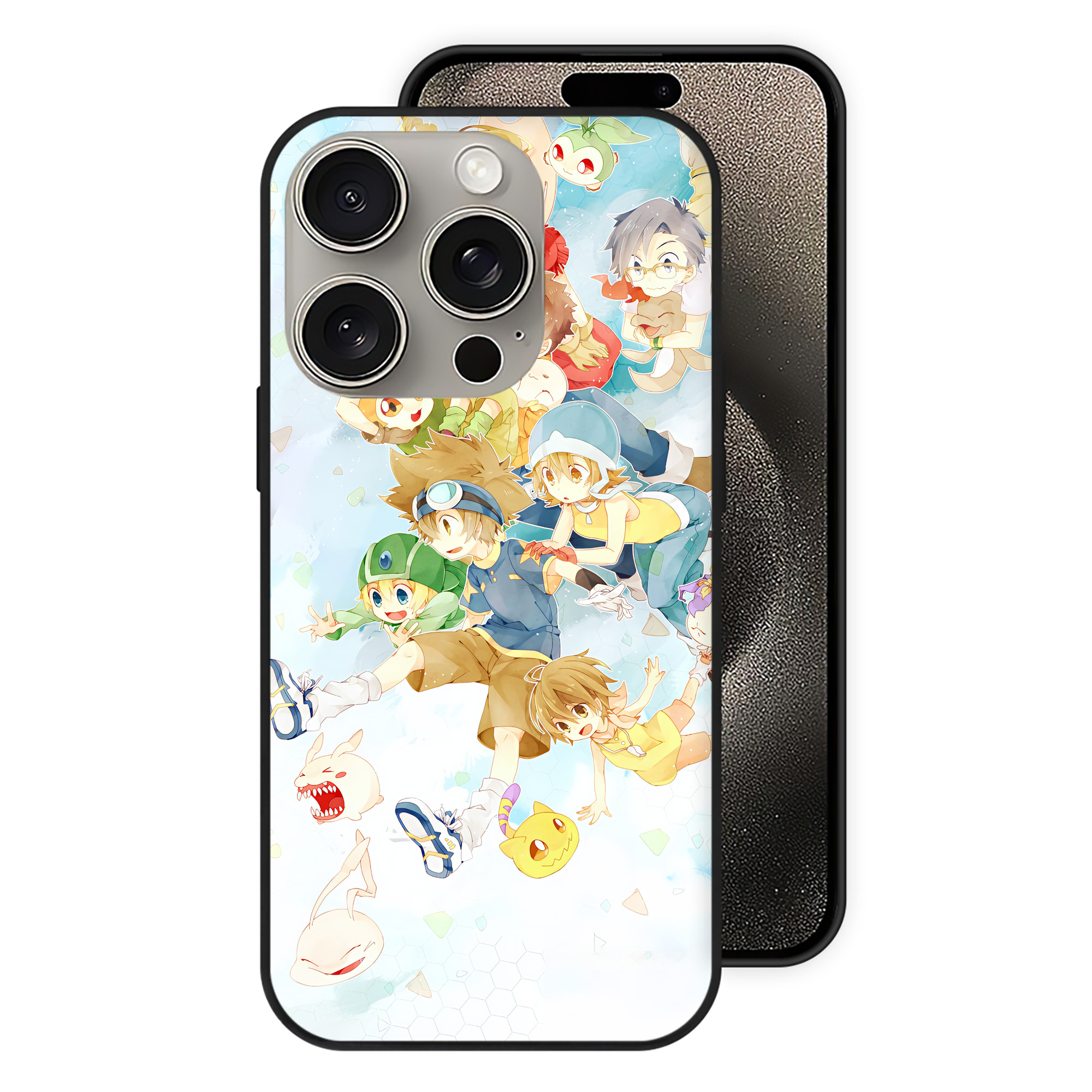 （画像用） Digimon デジタルモンスター/デジモン 【iPhone15Pro対応】スマホケース 耐衝撃＆黄変防止 背面ガラス