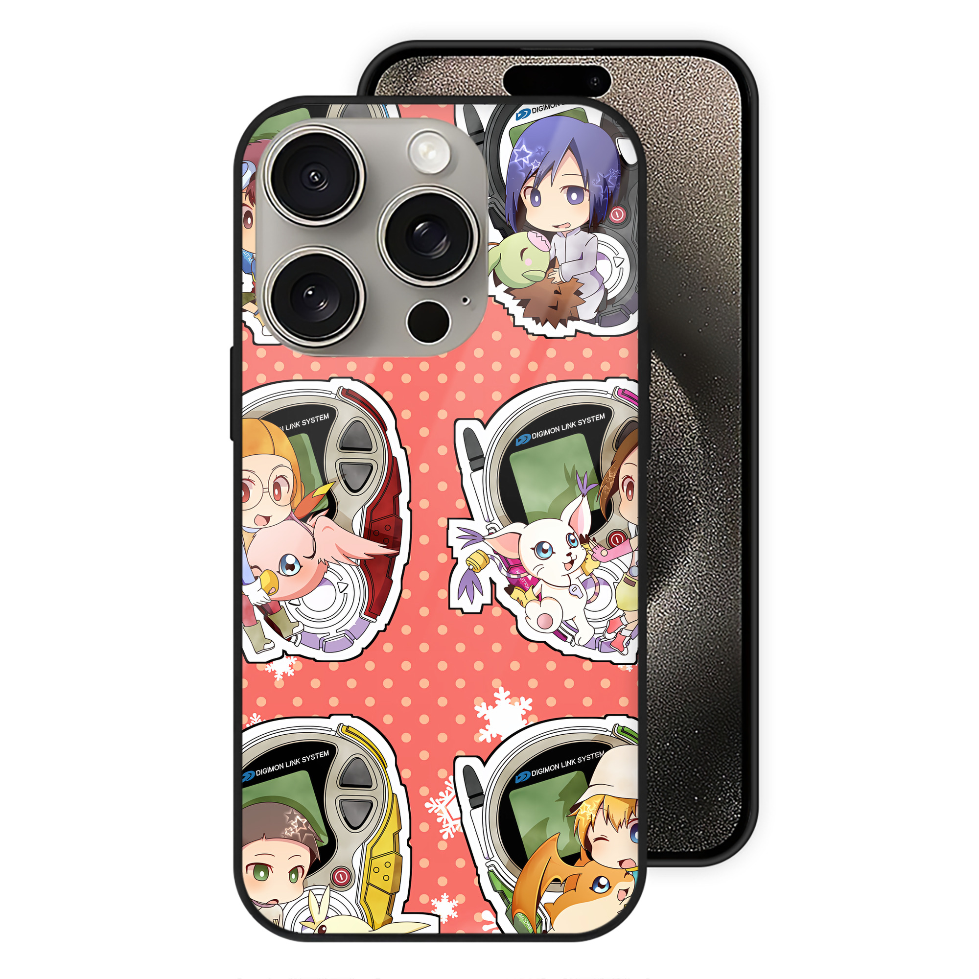 （画像用） Digimon デジタルモンスター/デジモン 【iPhone15Pro対応】スマホケース 耐衝撃＆黄変防止 背面ガラス