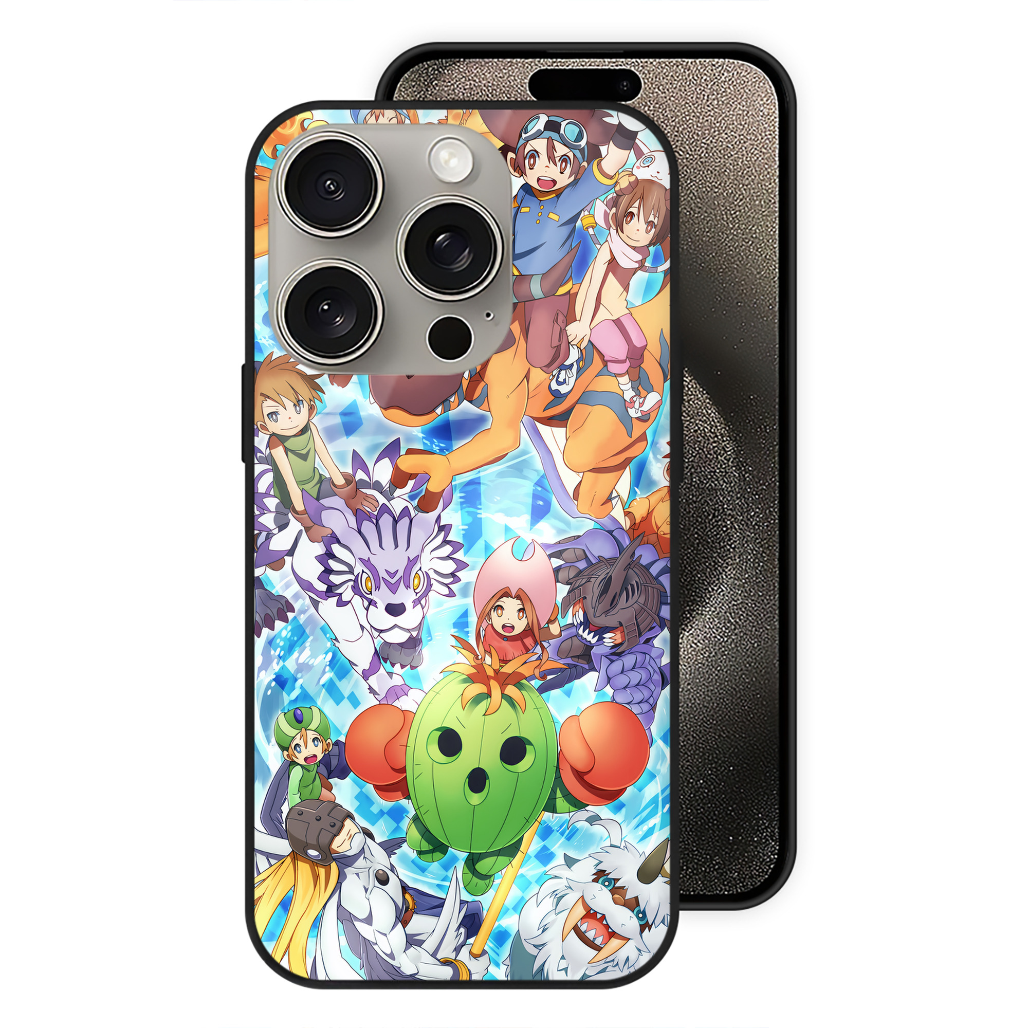 （画像用） Digimon デジタルモンスター/デジモン 【iPhone15Pro対応】スマホケース 耐衝撃＆黄変防止 背面ガラス