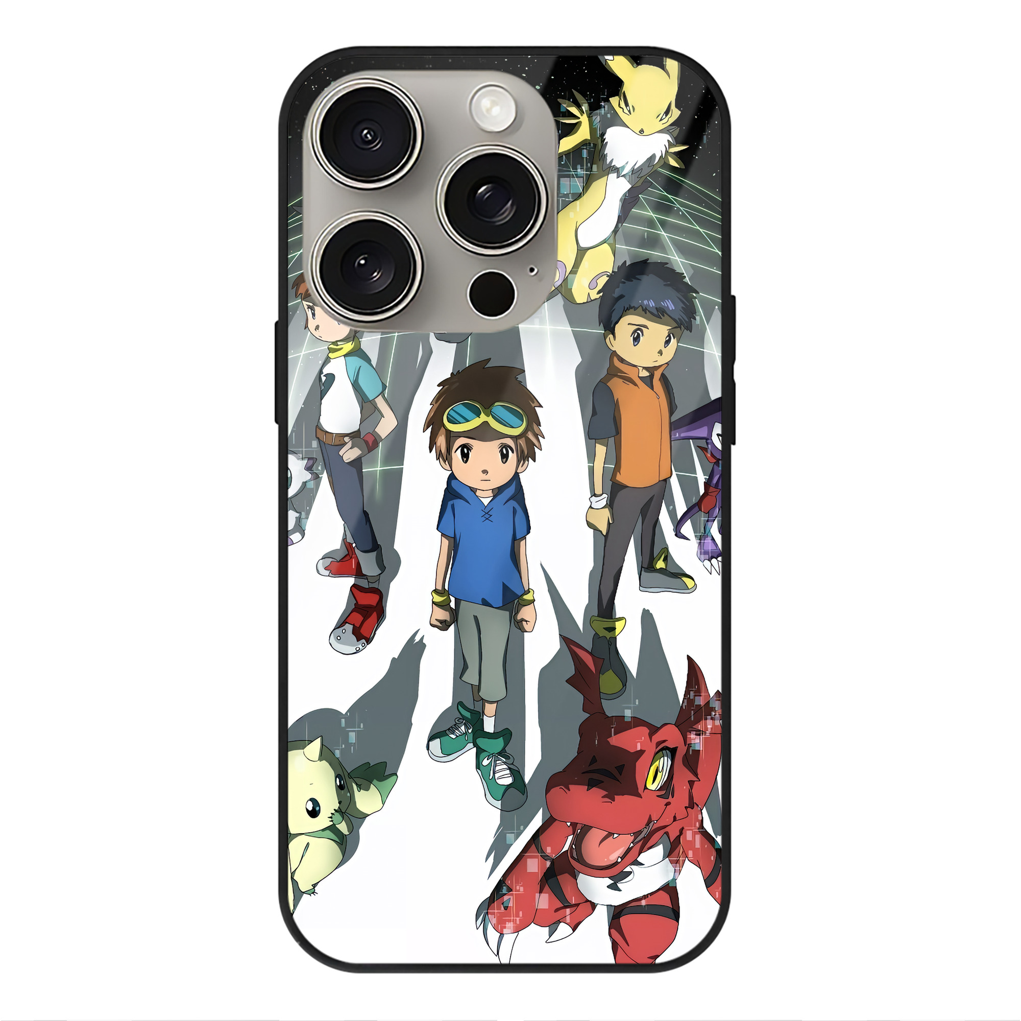 （画像用） Digimon デジタルモンスター/デジモン 【iPhone15Pro対応】スマホケース 耐衝撃＆黄変防止 背面ガラス