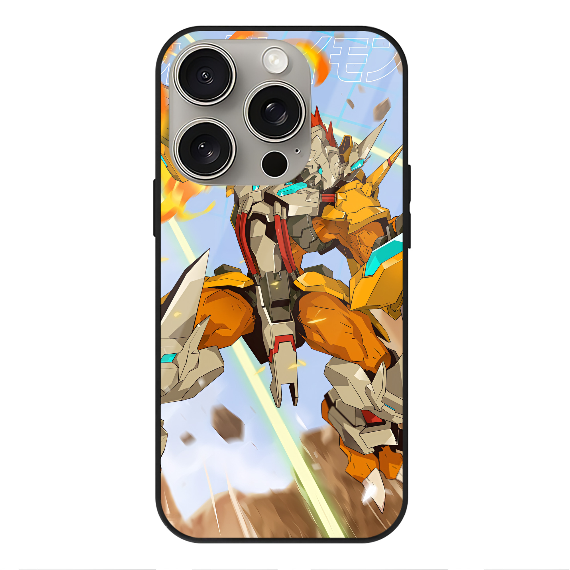 （画像用） Digimon デジタルモンスター/デジモン 【iPhone15Pro対応】スマホケース 耐衝撃＆黄変防止 背面ガラス