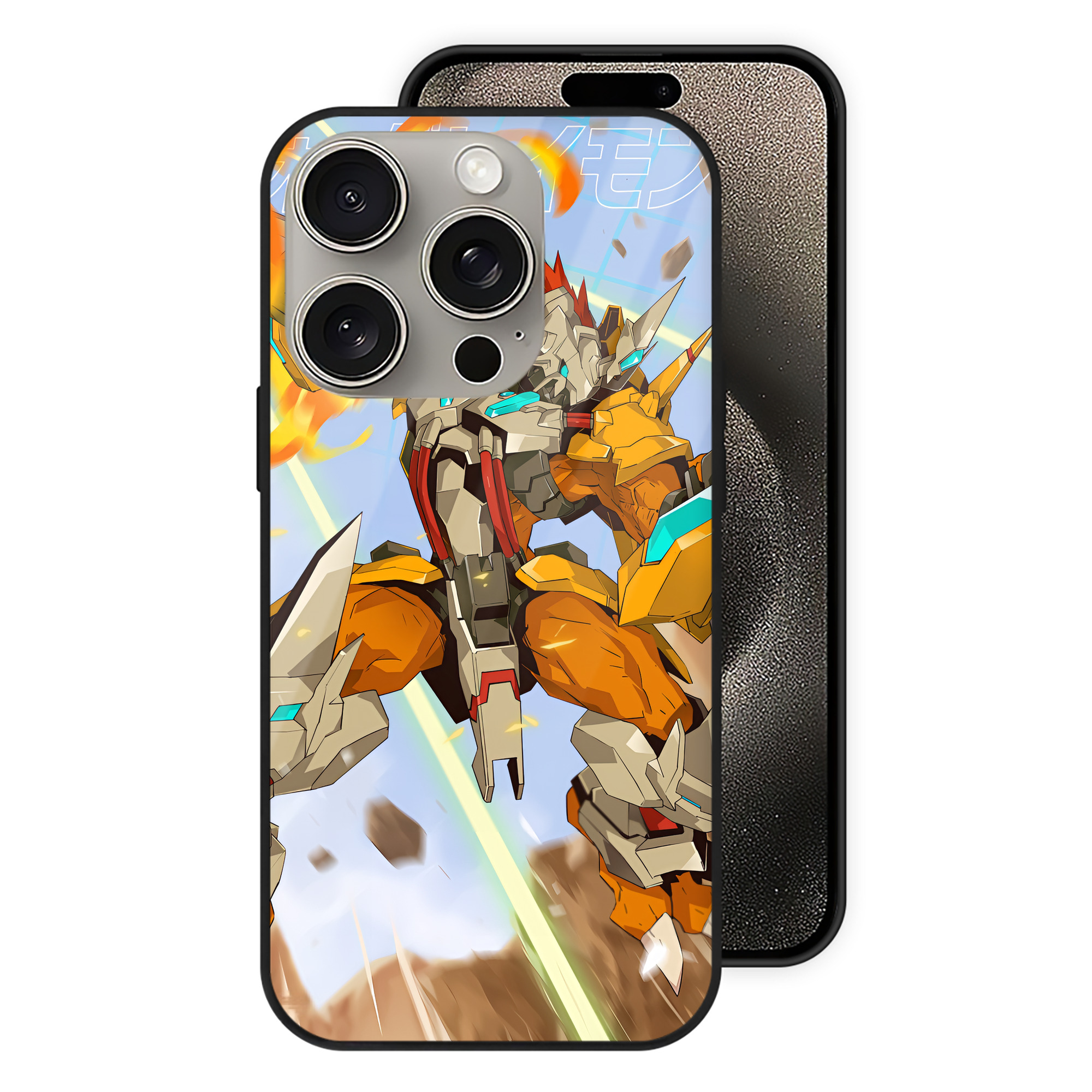 （画像用） Digimon デジタルモンスター/デジモン 【iPhone15Pro対応】スマホケース 耐衝撃＆黄変防止 背面ガラス
