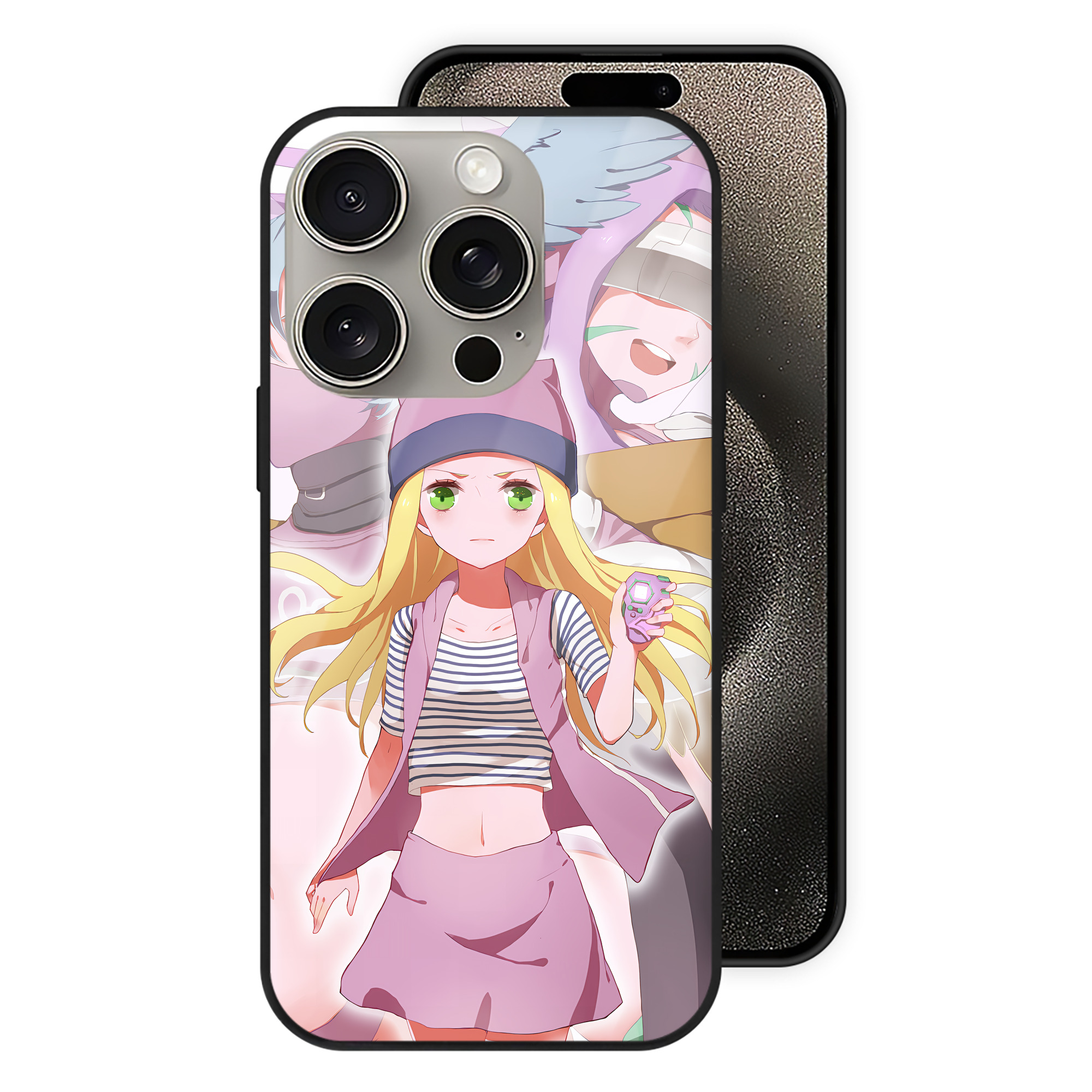 （画像用） Digimon デジタルモンスター/デジモン 【iPhone15Pro対応】スマホケース 耐衝撃＆黄変防止 背面ガラス