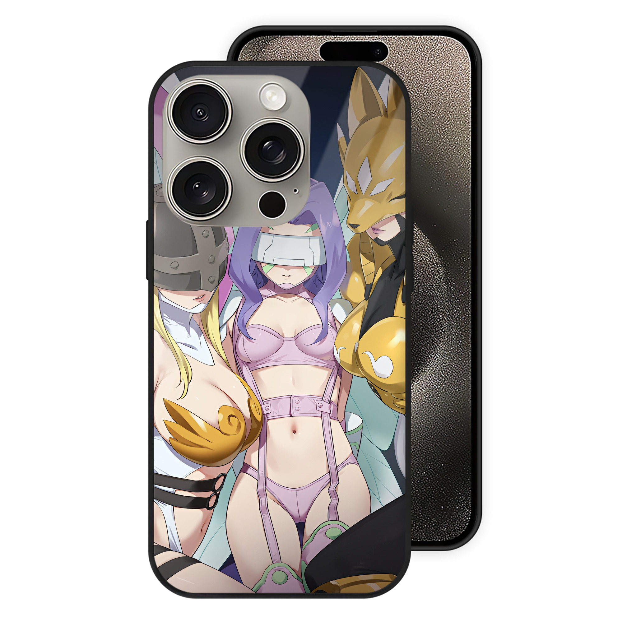 （画像用） Digimon デジタルモンスター/デジモン 【iPhone15Pro対応】スマホケース 耐衝撃＆黄変防止 背面ガラス