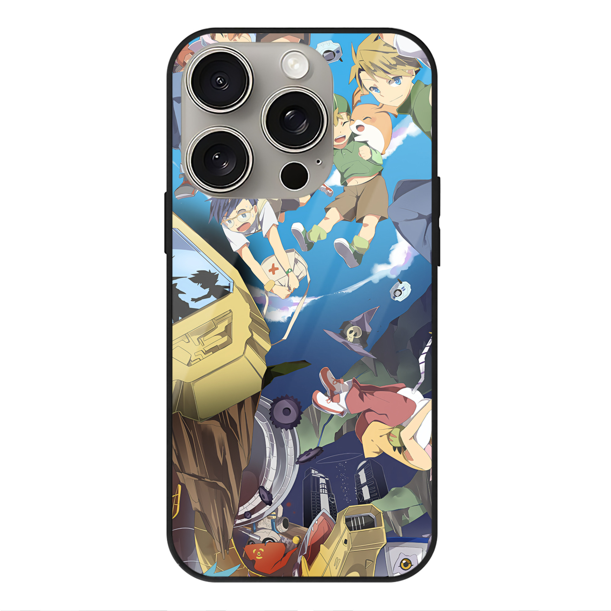 （画像用） Digimon デジタルモンスター/デジモン 【iPhone15Pro対応】スマホケース 耐衝撃＆黄変防止 背面ガラス