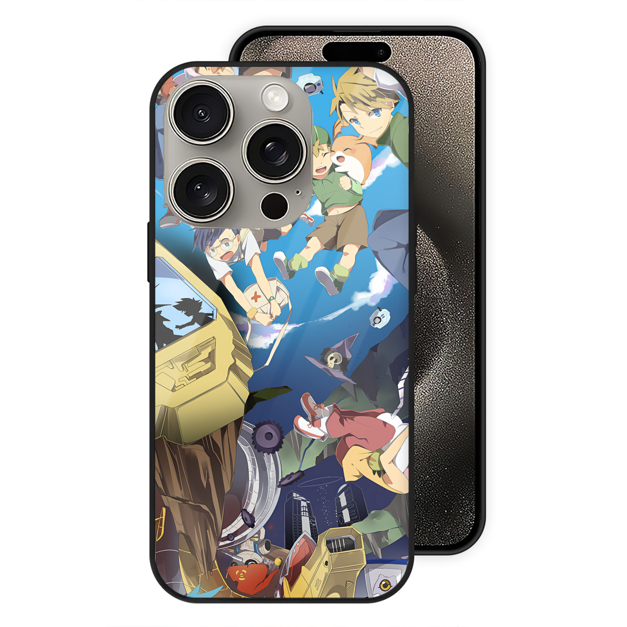 （画像用） Digimon デジタルモンスター/デジモン 【iPhone15Pro対応】スマホケース 耐衝撃＆黄変防止 背面ガラス