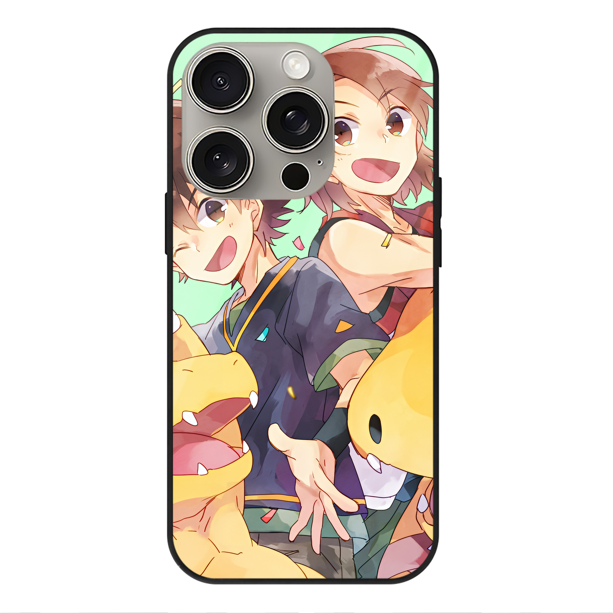 （画像用） Digimon デジタルモンスター/デジモン 【iPhone15Pro対応】スマホケース 耐衝撃＆黄変防止 背面ガラス