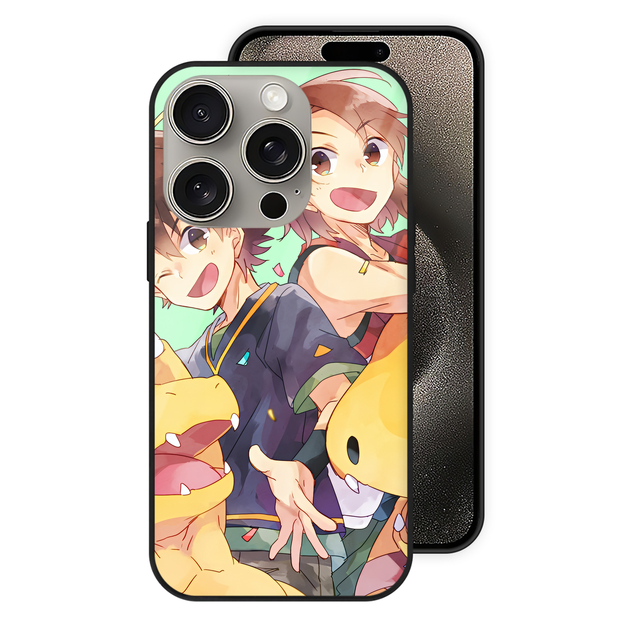 （画像用） Digimon デジタルモンスター/デジモン 【iPhone15Pro対応】スマホケース 耐衝撃＆黄変防止 背面ガラス