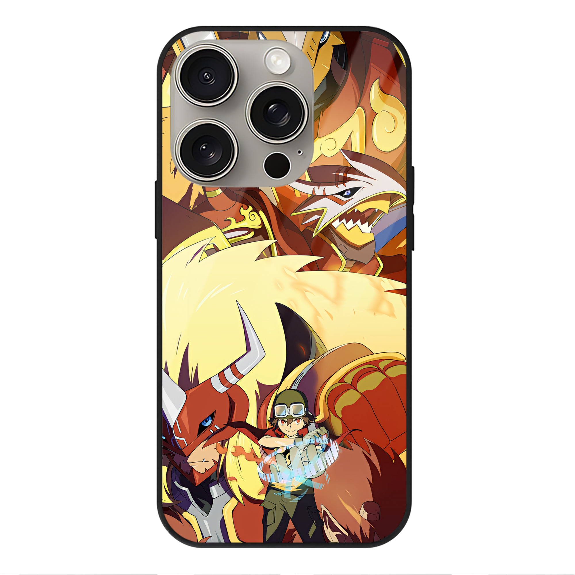（画像用） Digimon デジタルモンスター/デジモン 【iPhone15Pro対応】スマホケース 耐衝撃＆黄変防止 背面ガラス