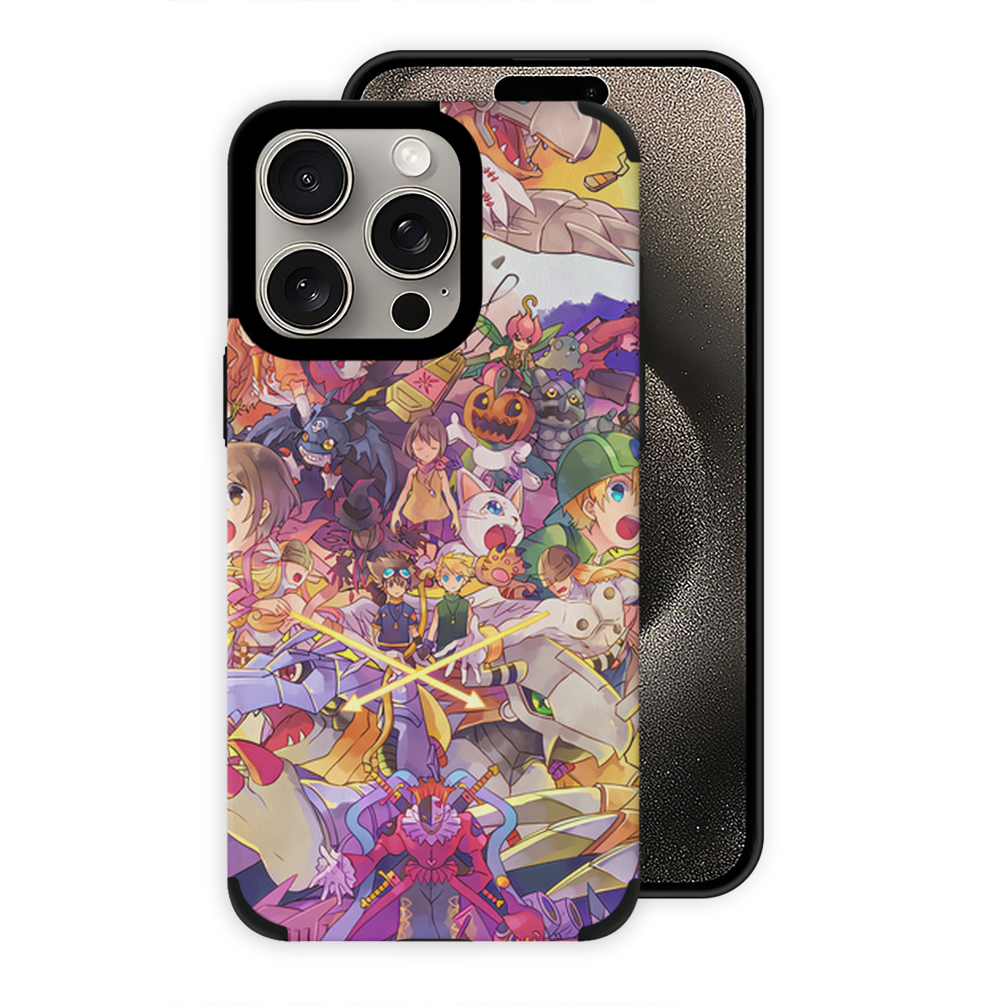 （画像用） Digimon デジタルモンスター/デジモン 【iPhone15ProMax対応】 PUレザー スマホケース 耐衝撃＆黄変防止