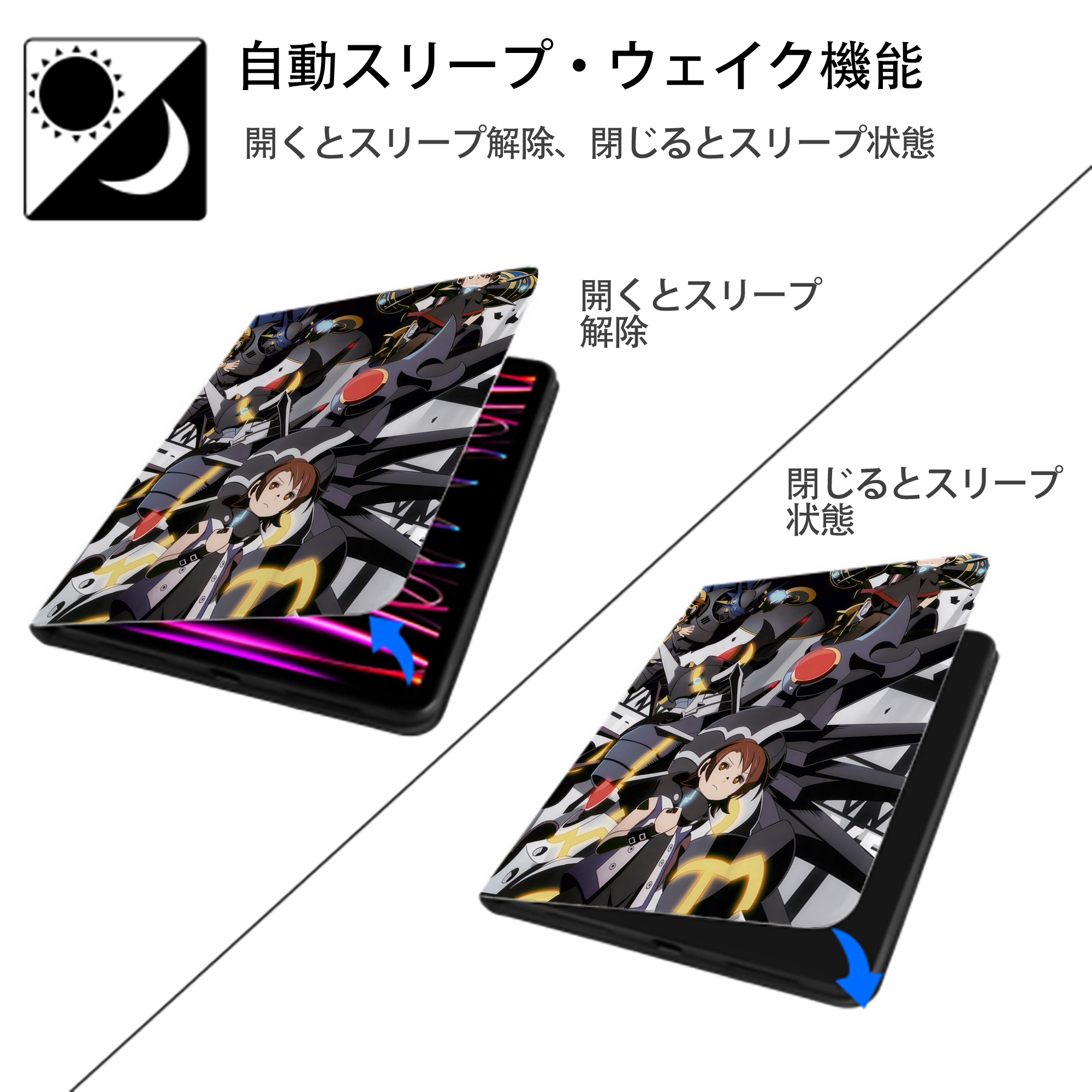 Digimon デジタルモンスター/デジモン IPad ケース ペン収納付き 三つ折りスタンド PUレザー×シリコン 対応機種9.5/10.5/10.9インチ