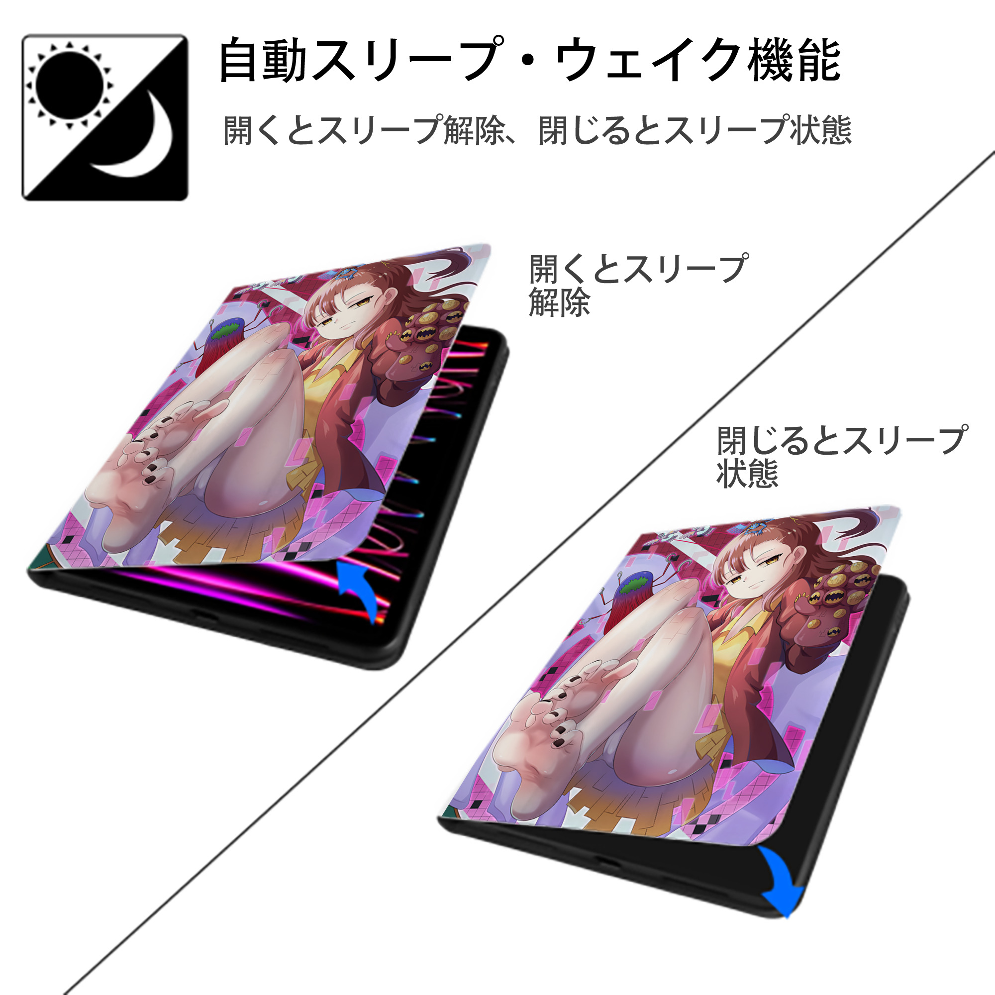 Digimon デジタルモンスター/デジモン IPad ケース ペン収納付き 三つ折りスタンド PUレザー×シリコン 対応機種9.5/10.5/10.9インチ