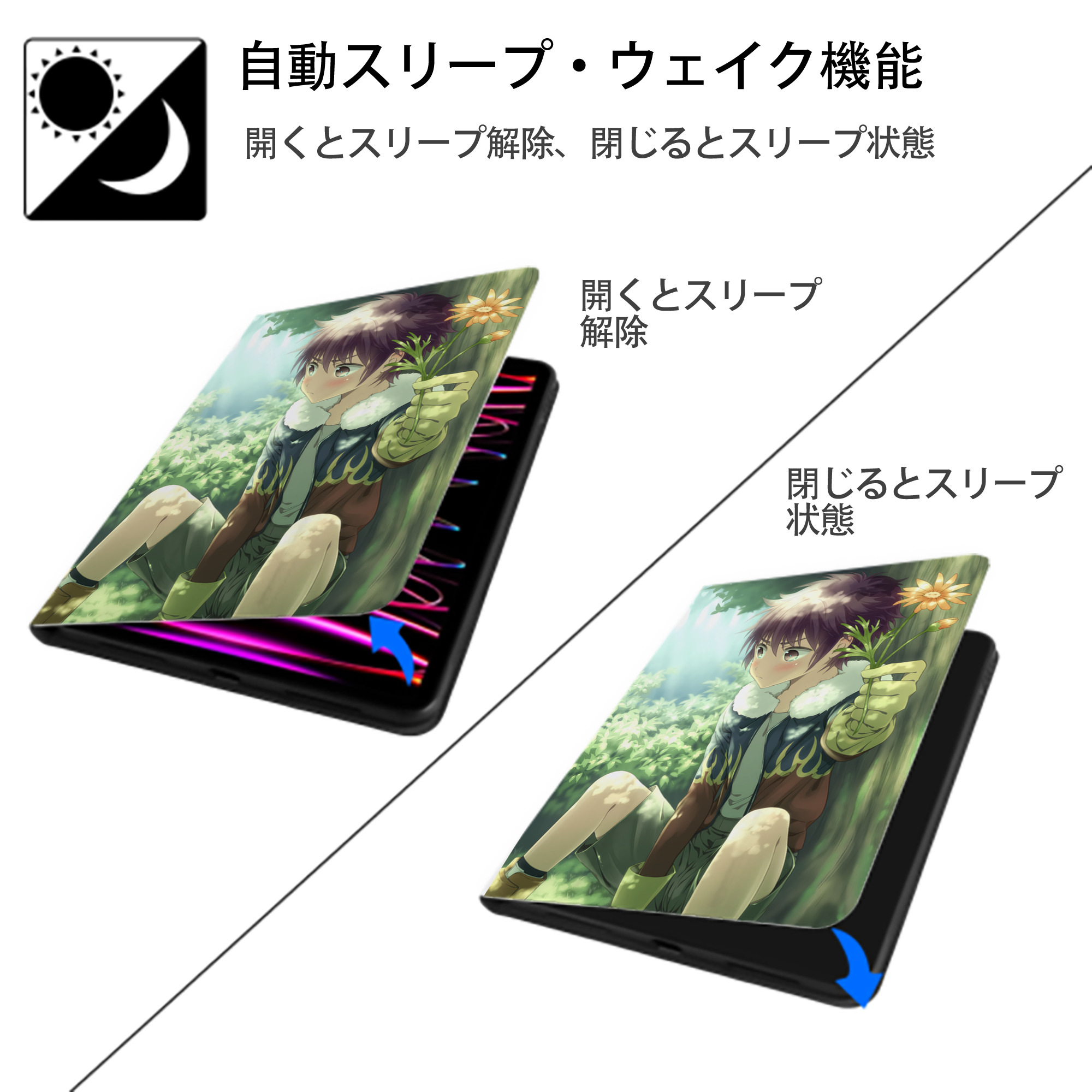 Digimon デジタルモンスター/デジモン IPad ケース ペン収納付き 三つ折りスタンド PUレザー×シリコン 対応機種9.5/10.5/10.9インチ