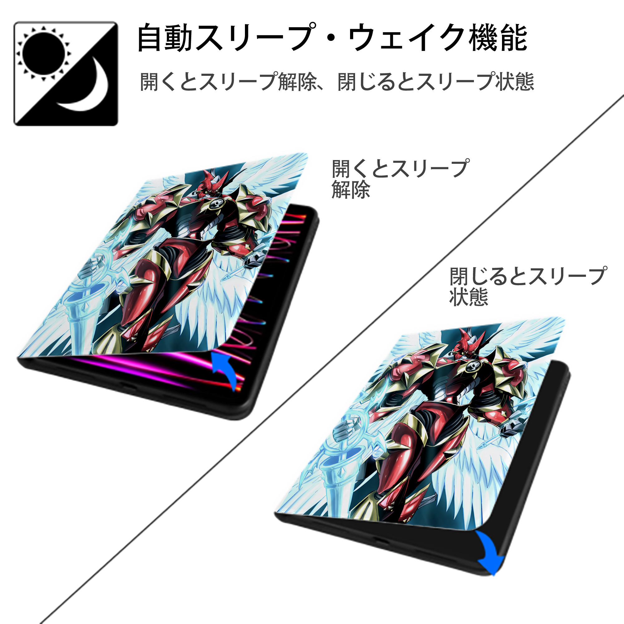 Digimon デジタルモンスター/デジモン IPad ケース ペン収納付き 三つ折りスタンド PUレザー×シリコン 対応機種9.5/10.5/10.9インチ