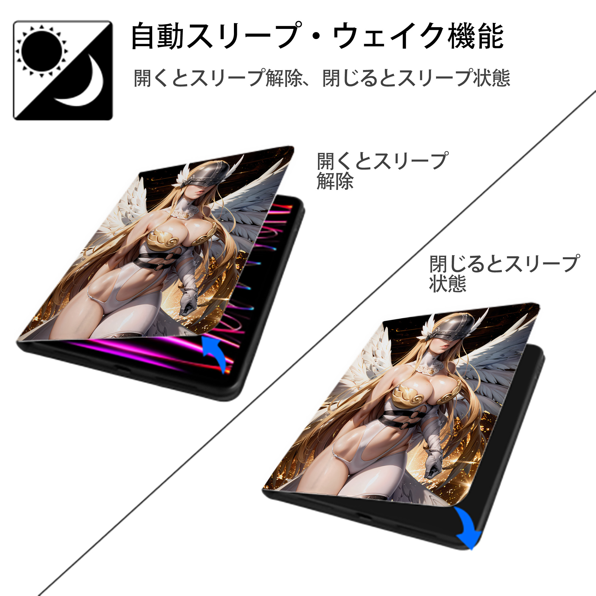 Digimon デジタルモンスター/デジモン IPad ケース ペン収納付き 三つ折りスタンド PUレザー×シリコン 対応機種9.5/10.5/10.9インチ