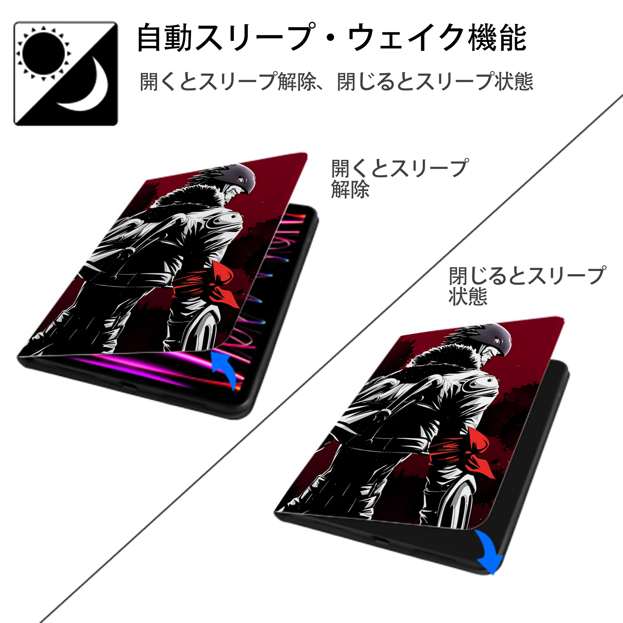 Digimon デジタルモンスター/デジモン IPad ケース ペン収納付き 三つ折りスタンド PUレザー×シリコン 対応機種9.5/10.5/10.9インチ
