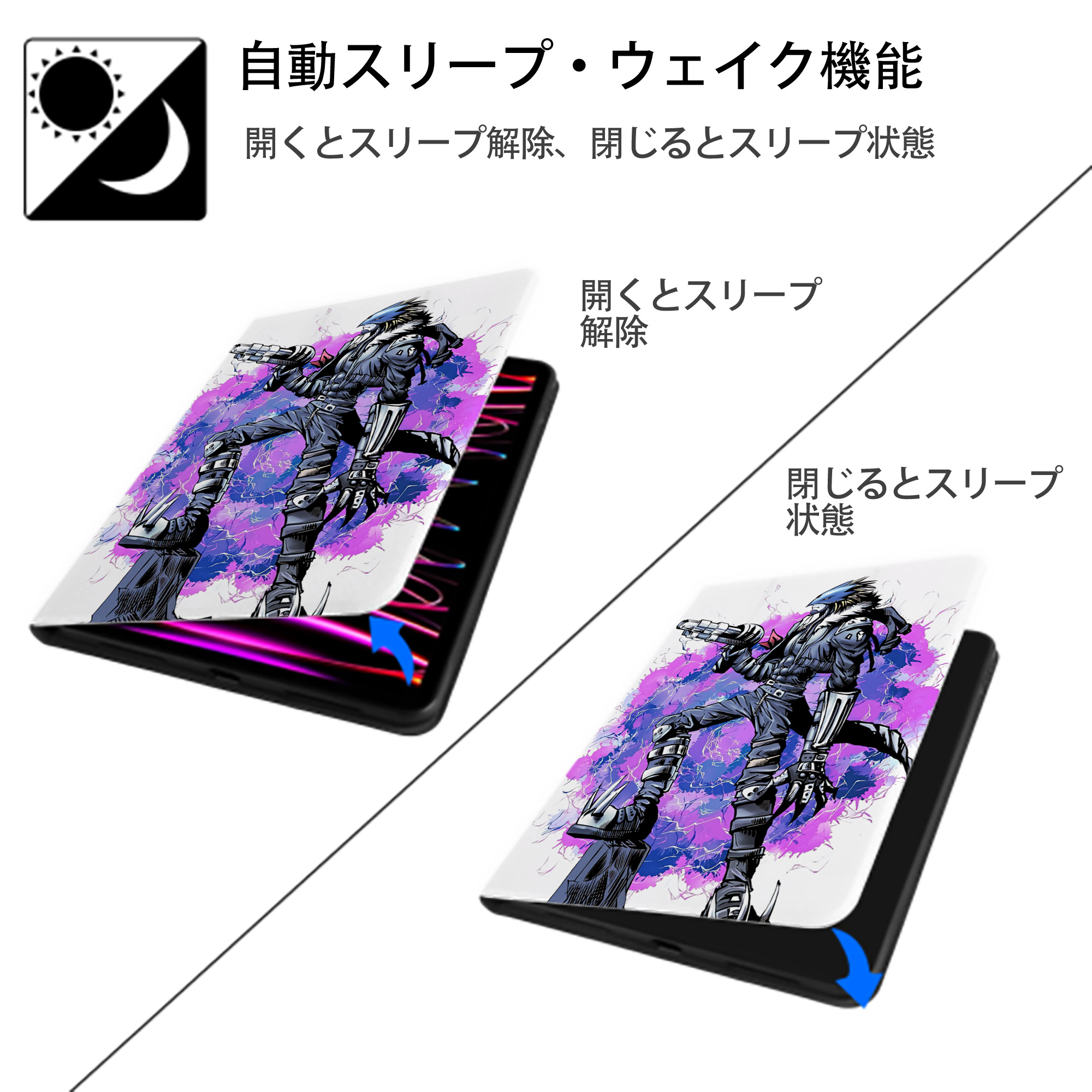 Digimon デジタルモンスター/デジモン IPad ケース ペン収納付き 三つ折りスタンド PUレザー×シリコン 対応機種9.5/10.5/10.9インチ