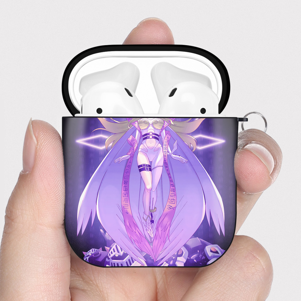 （画像用） Digimon デジタルモンスター/デジモン AirPods 第2世代保護ケース ハードシェル ブラック 耐衝撃・防指紋・カラビナ付き