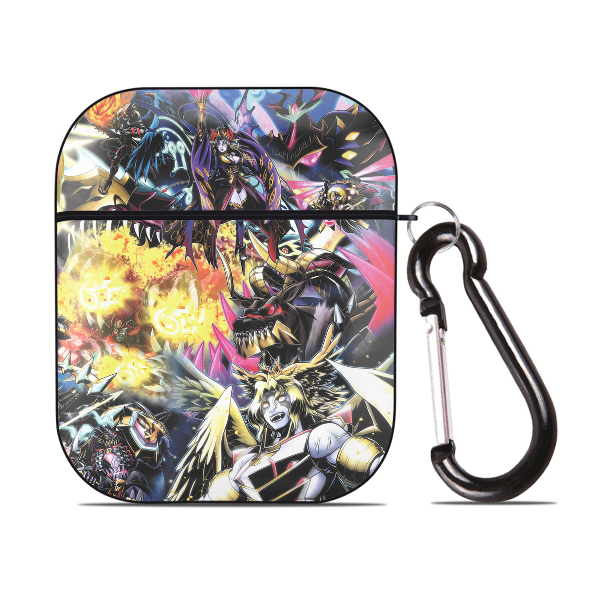 （画像用） Digimon デジタルモンスター/デジモン AirPods 第2世代保護ケース ハードシェル ブラック 耐衝撃・防指紋・カラビナ付き