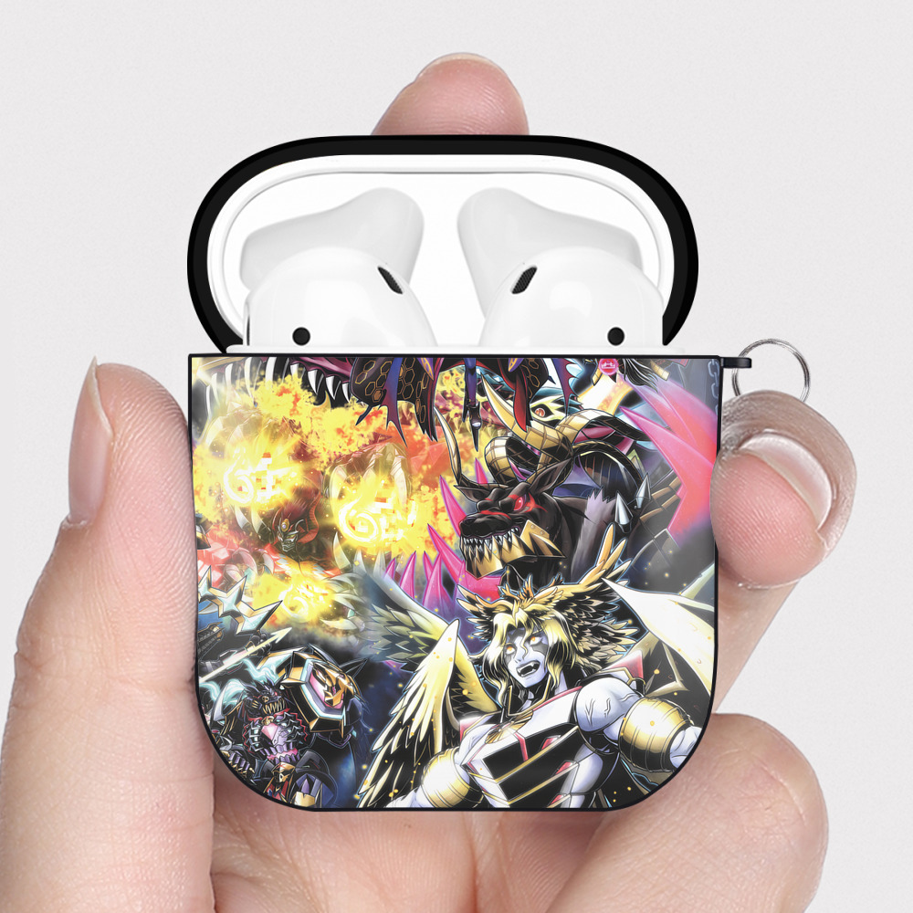 （画像用） Digimon デジタルモンスター/デジモン AirPods 第2世代保護ケース ハードシェル ブラック 耐衝撃・防指紋・カラビナ付き