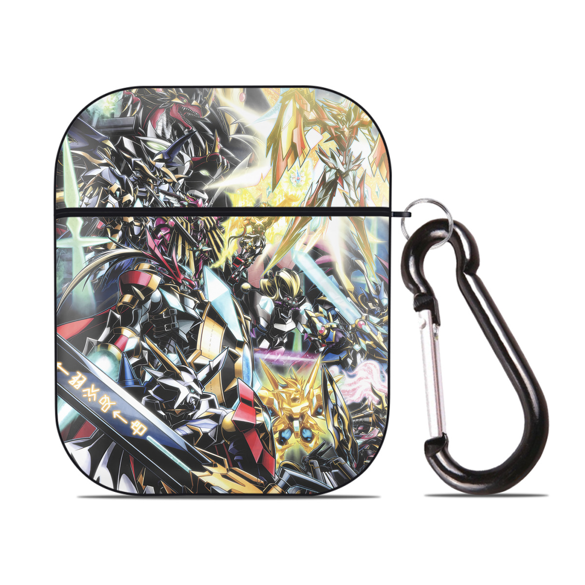 （画像用） Digimon デジタルモンスター/デジモン AirPods 第2世代保護ケース ハードシェル ブラック 耐衝撃・防指紋・カラビナ付き