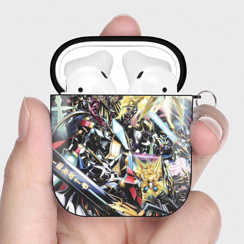 （画像用） Digimon デジタルモンスター/デジモン AirPods 第2世代保護ケース ハードシェル ブラック 耐衝撃・防指紋・カラビナ付き