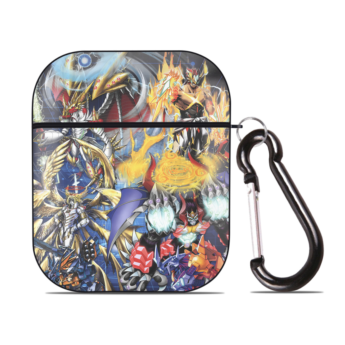 （画像用） Digimon デジタルモンスター/デジモン AirPods 第2世代保護ケース ハードシェル ブラック 耐衝撃・防指紋・カラビナ付き