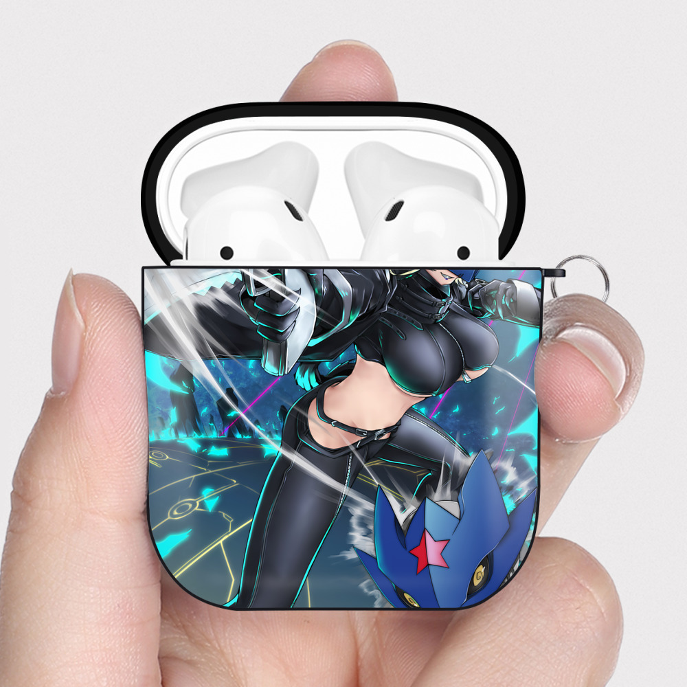 （画像用） Digimon デジタルモンスター/デジモン AirPods 第2世代保護ケース ハードシェル ブラック 耐衝撃・防指紋・カラビナ付き