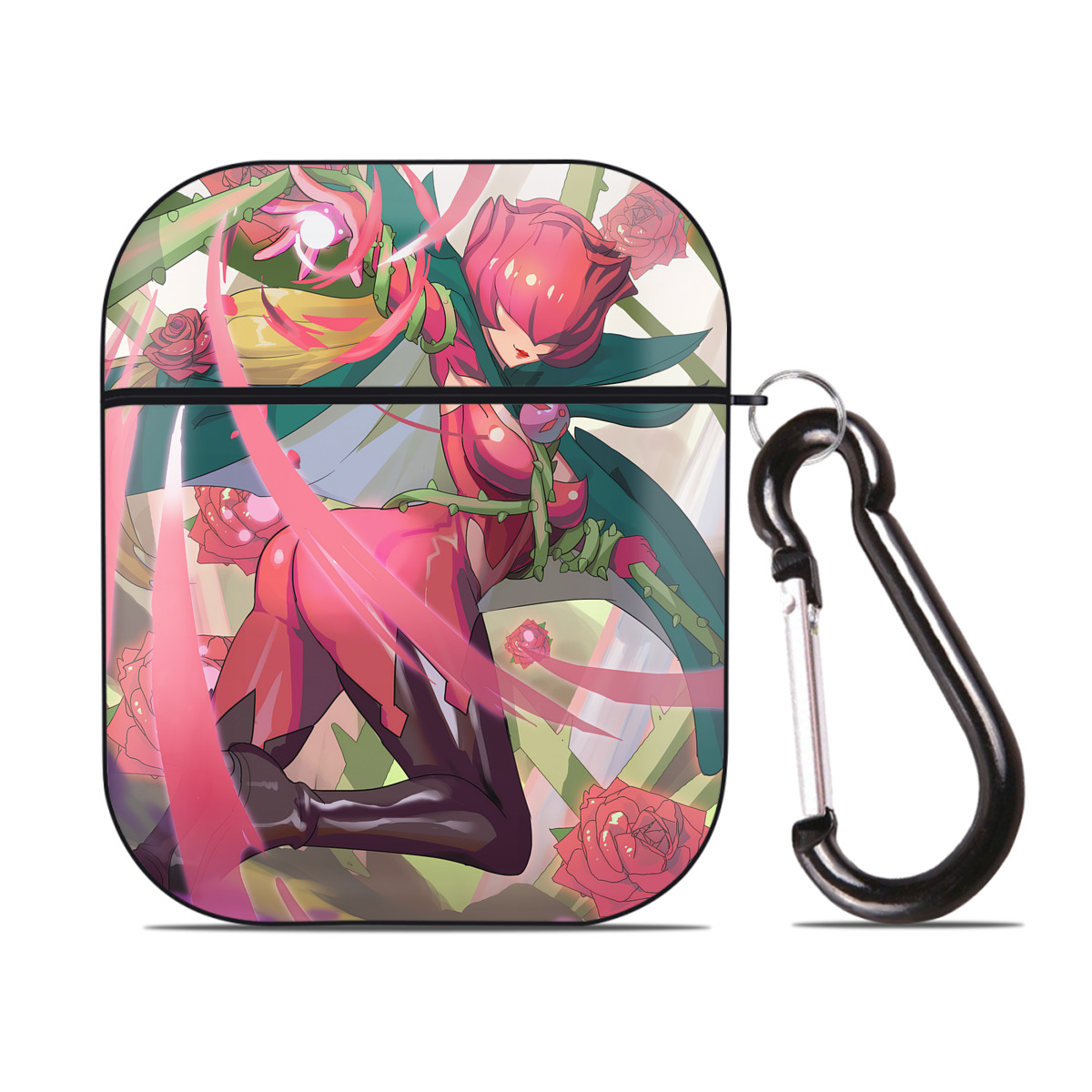 （画像用） Digimon デジタルモンスター/デジモン AirPods 第2世代保護ケース ハードシェル ブラック 耐衝撃・防指紋・カラビナ付き