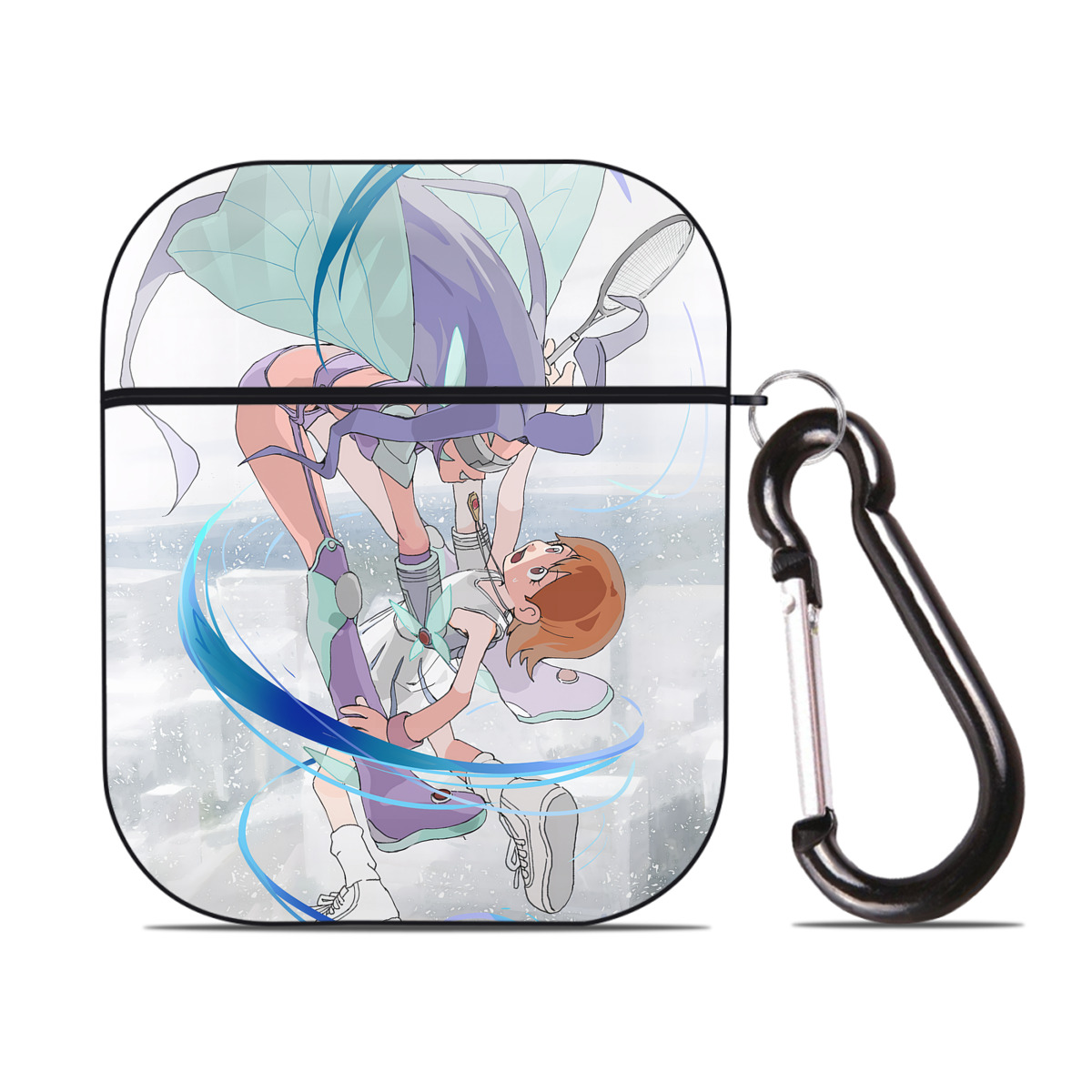 （画像用） Digimon デジタルモンスター/デジモン AirPods 第2世代保護ケース ハードシェル ブラック 耐衝撃・防指紋・カラビナ付き
