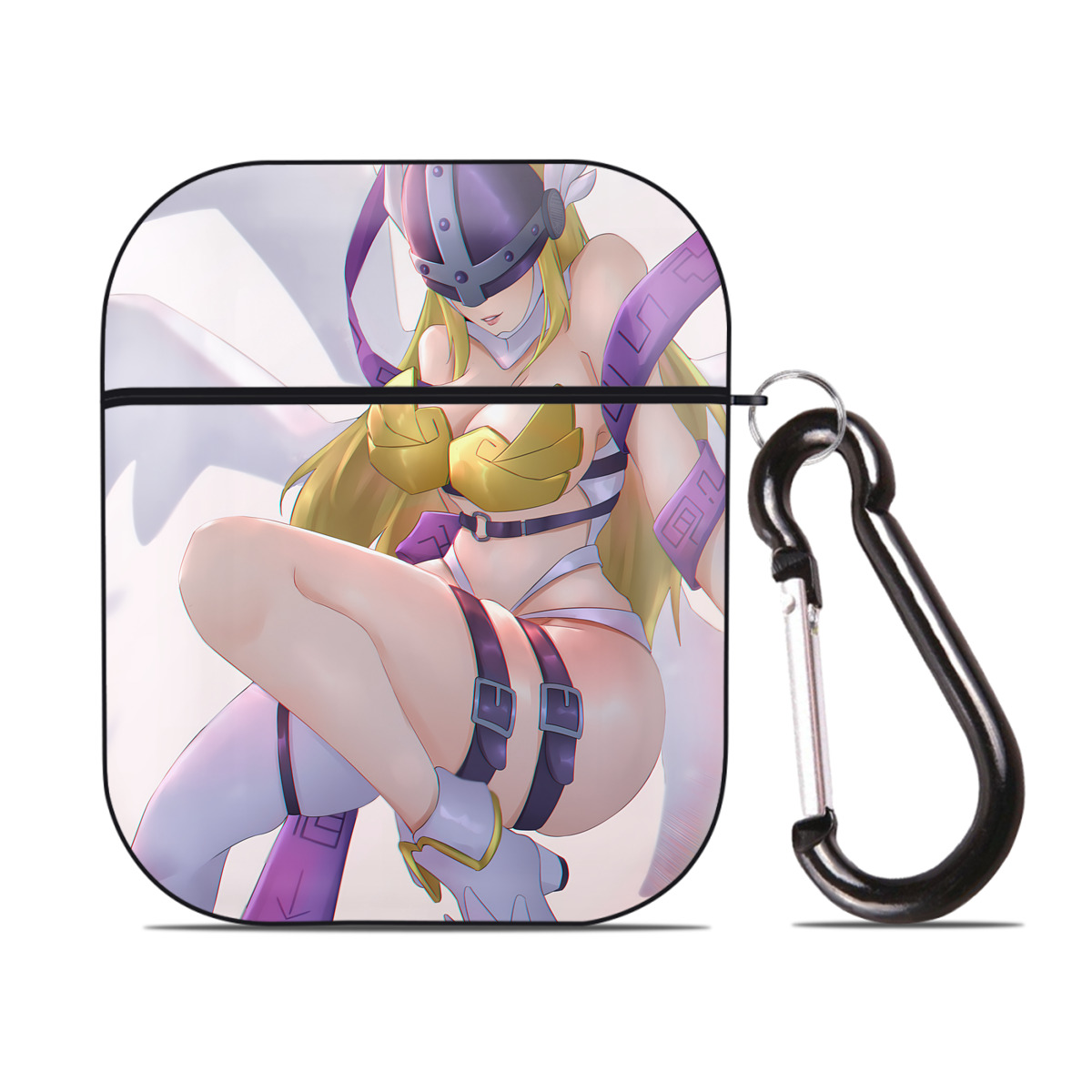（画像用） Digimon デジタルモンスター/デジモン AirPods 第2世代保護ケース ハードシェル ブラック 耐衝撃・防指紋・カラビナ付き