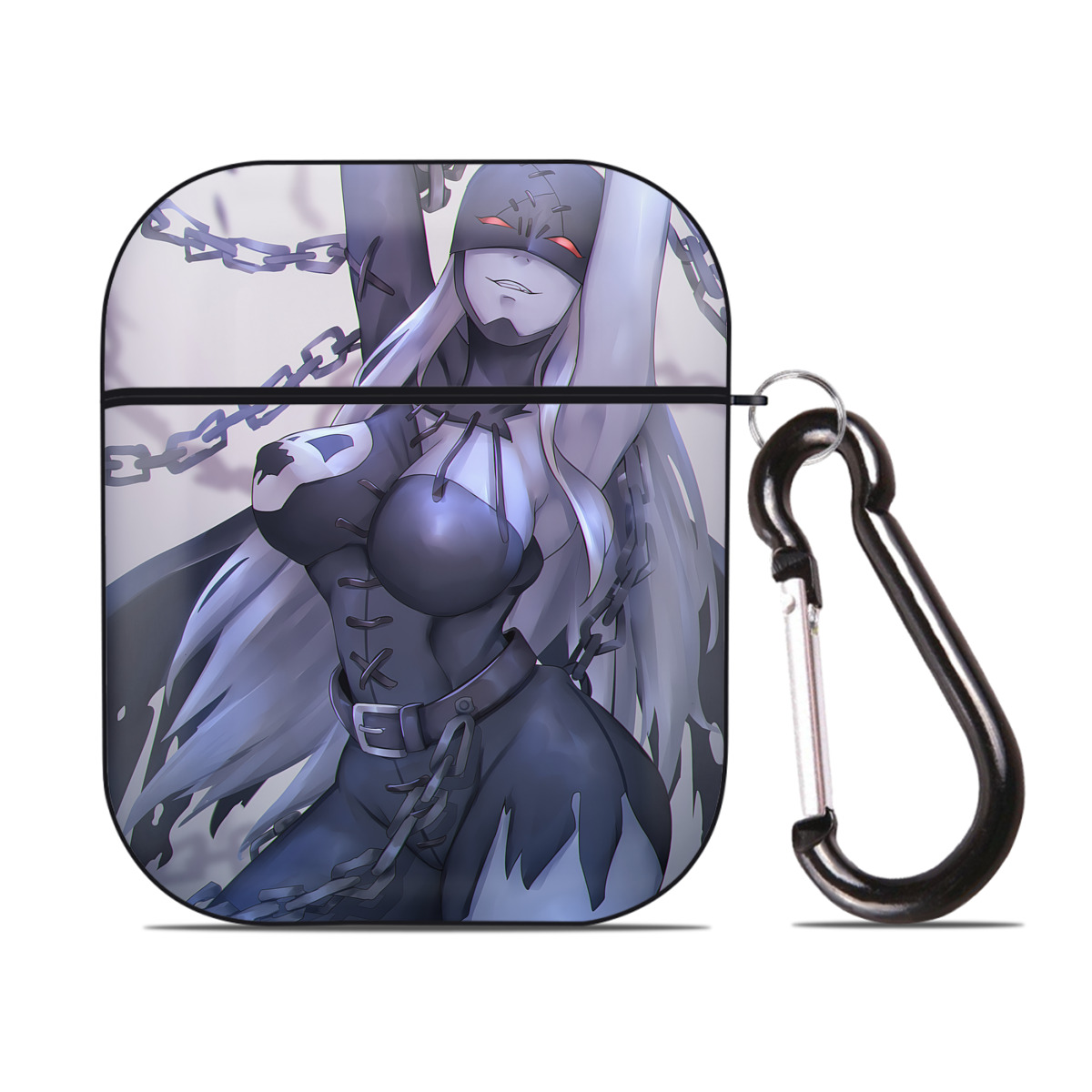 （画像用） Digimon デジタルモンスター/デジモン AirPods 第2世代保護ケース ハードシェル ブラック 耐衝撃・防指紋・カラビナ付き